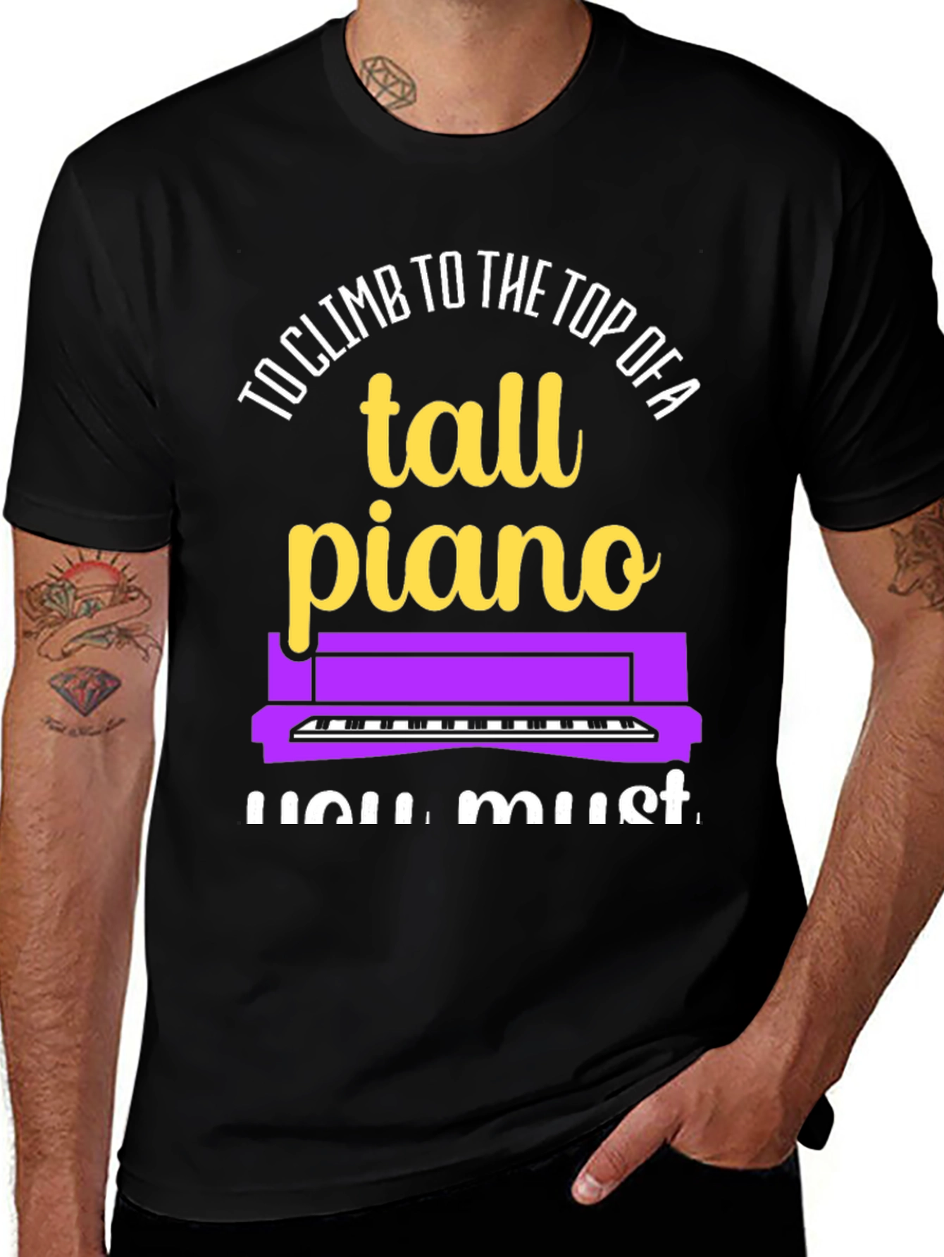 Tall Piano Graphic Tee - Musicians Novelty Shirt