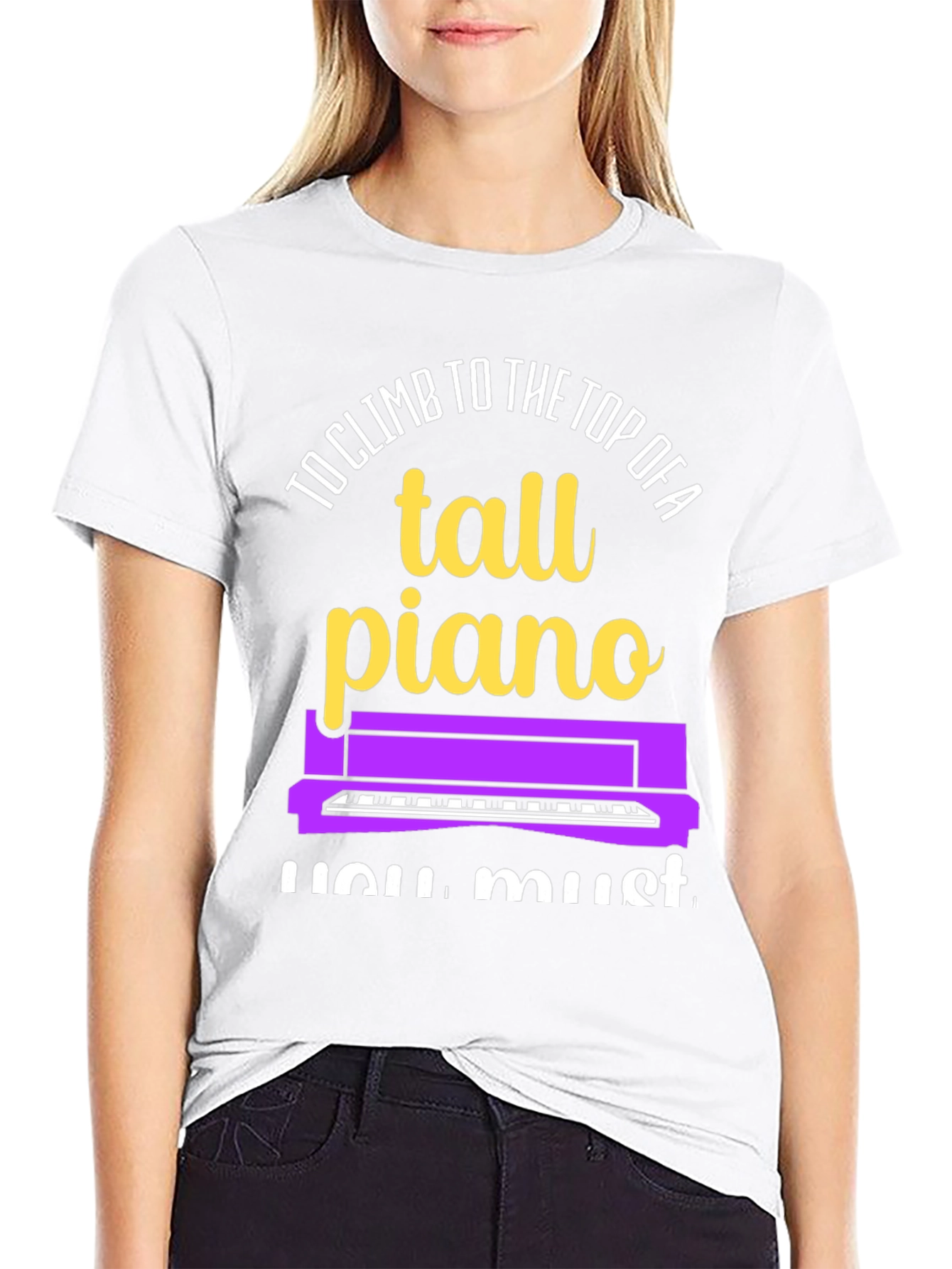 Tall Piano Graphic Tee - Musicians Novelty Shirt