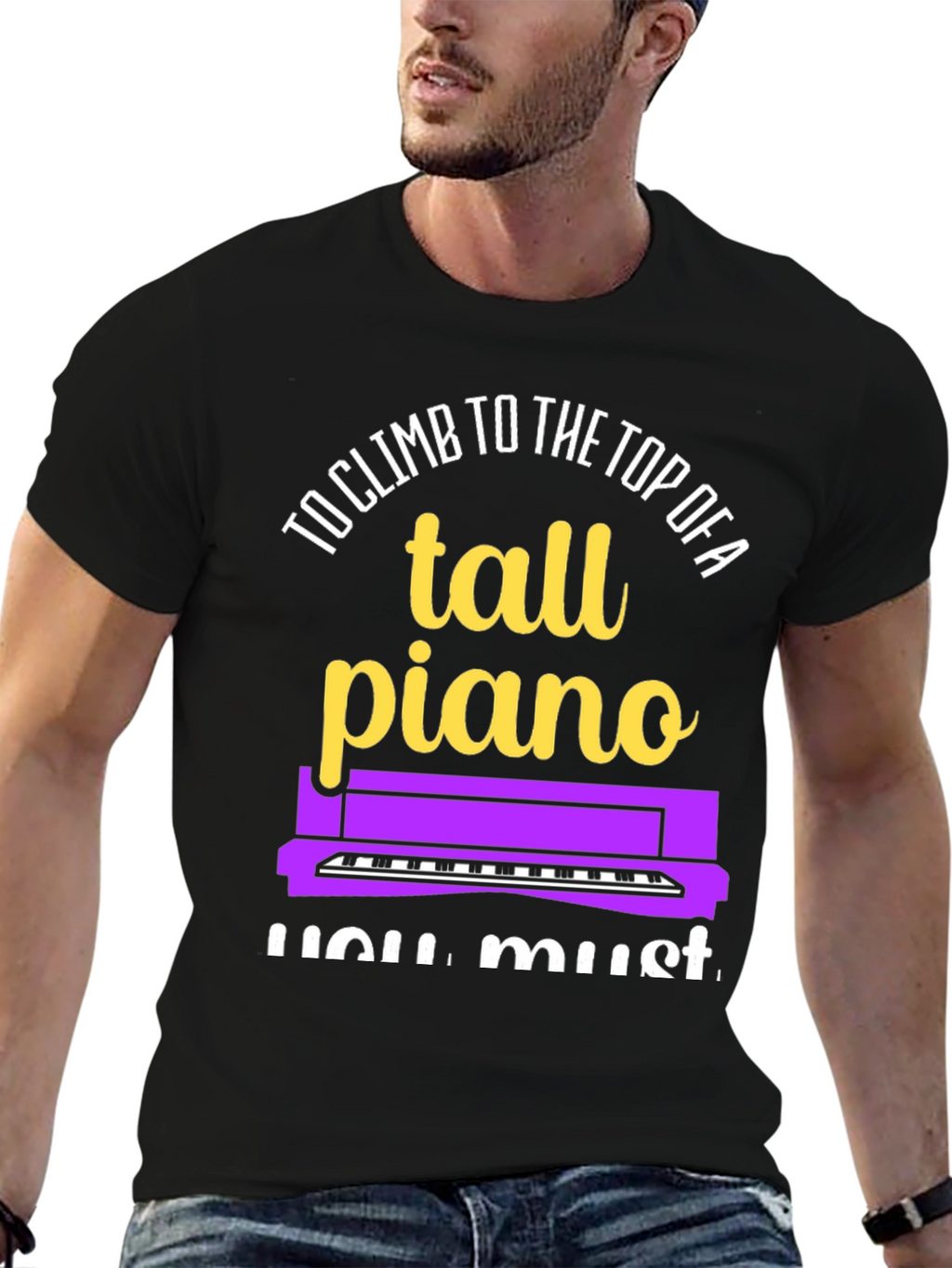 Tall Piano Graphic Tee - Musicians Novelty Shirt