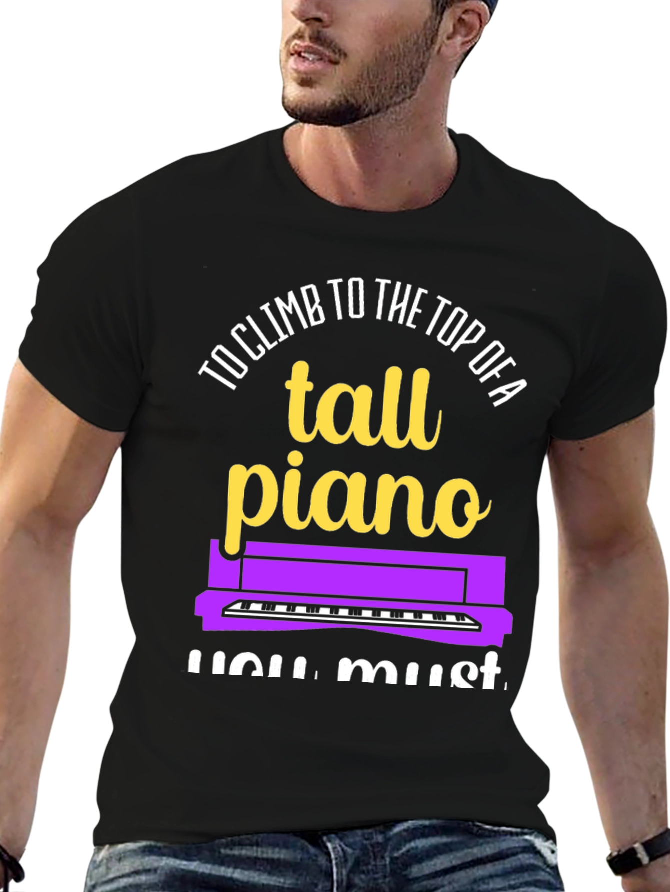 Tall Piano Graphic Tee - Musicians Novelty Shirt