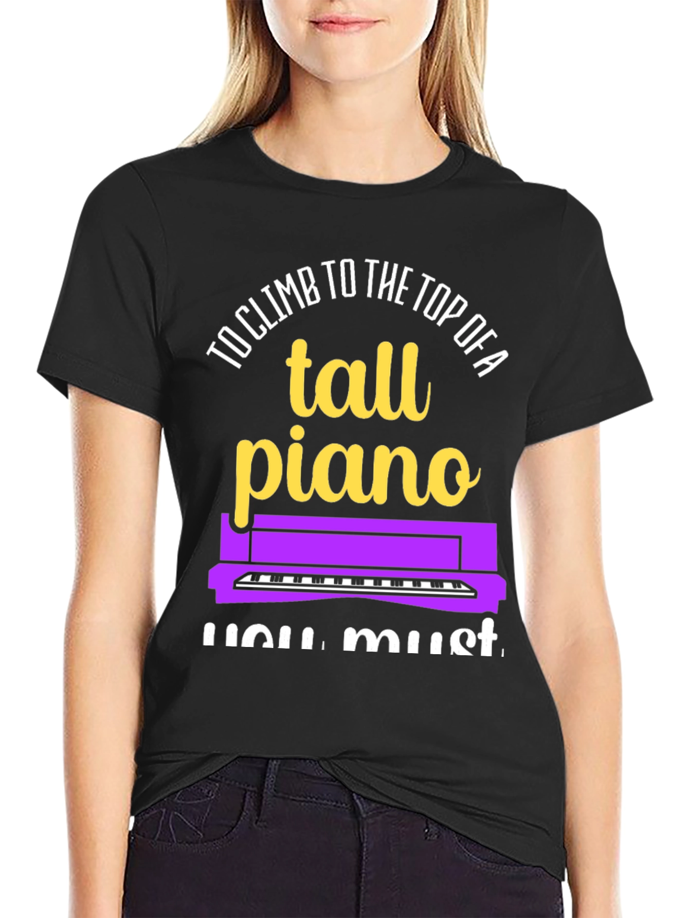 Tall Piano Graphic Tee - Musicians Novelty Shirt