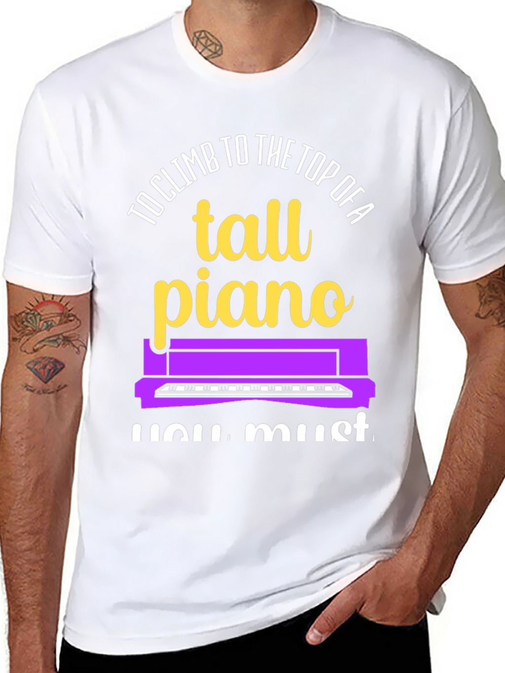 Tall Piano Graphic Tee - Musicians Novelty Shirt