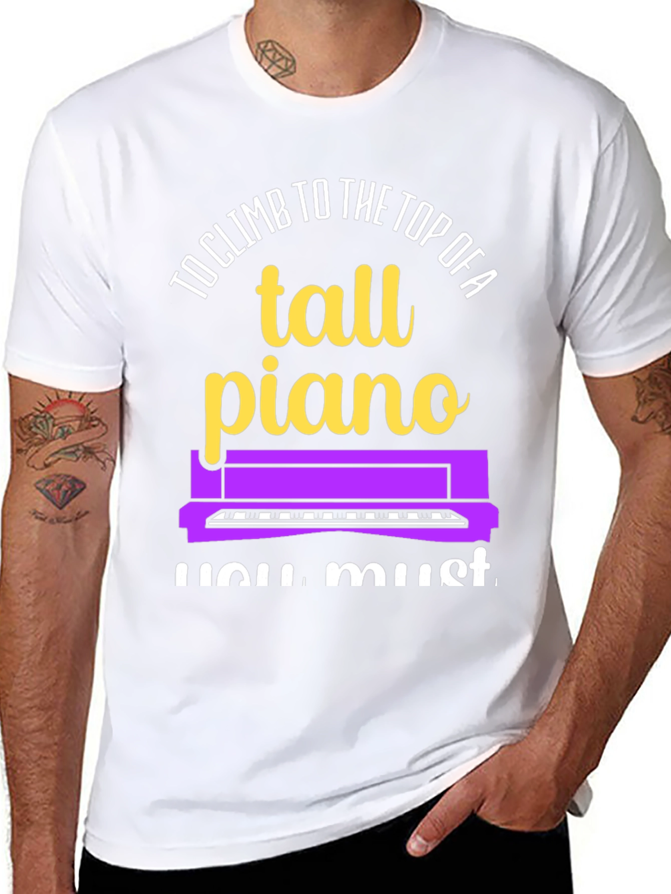 Tall Piano Graphic Tee - Musicians Novelty Shirt