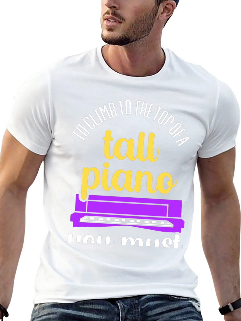 Tall Piano Graphic Tee - Musicians Novelty Shirt