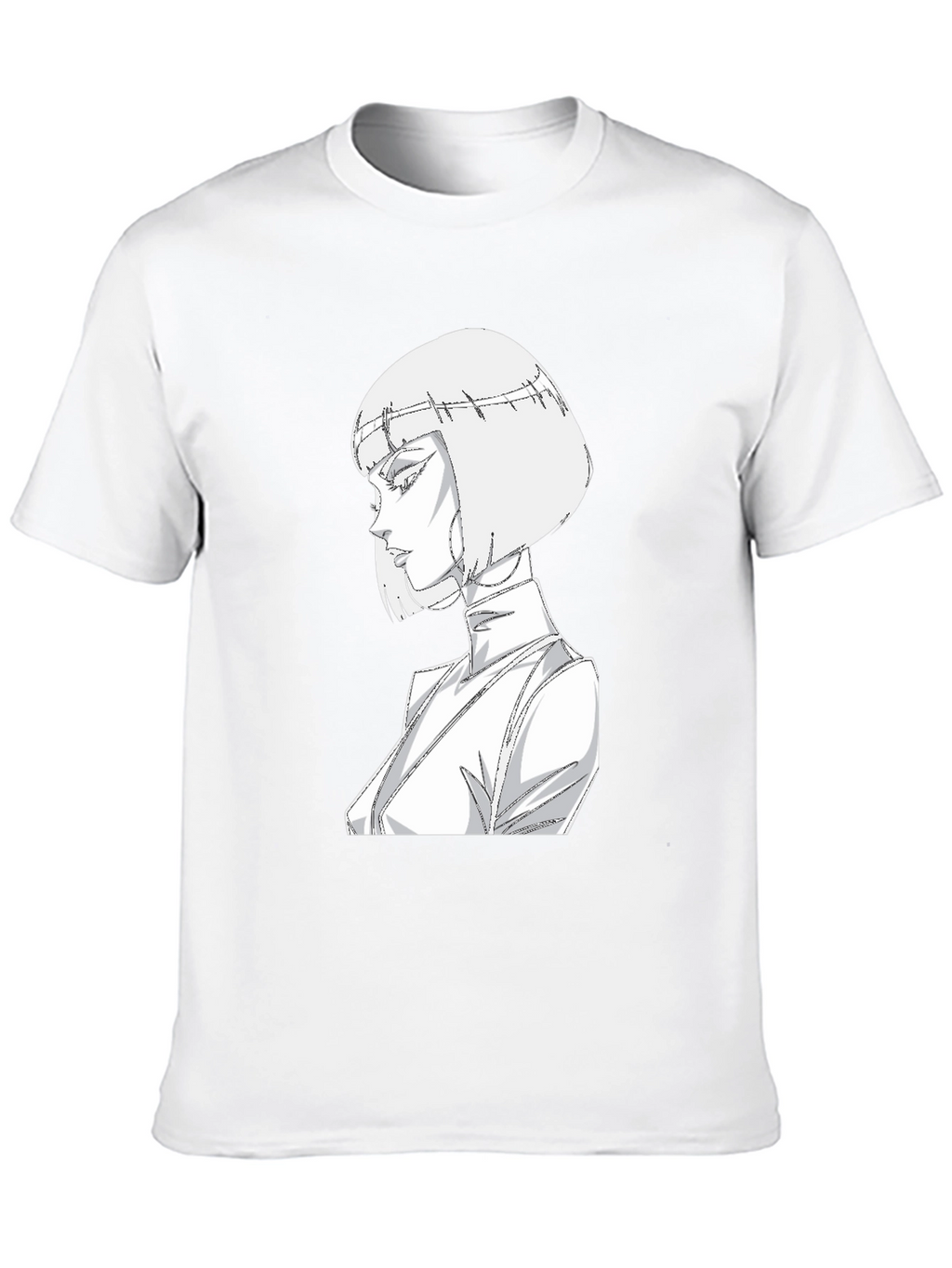 Abstract Anime Girl Graphic Tee - Black