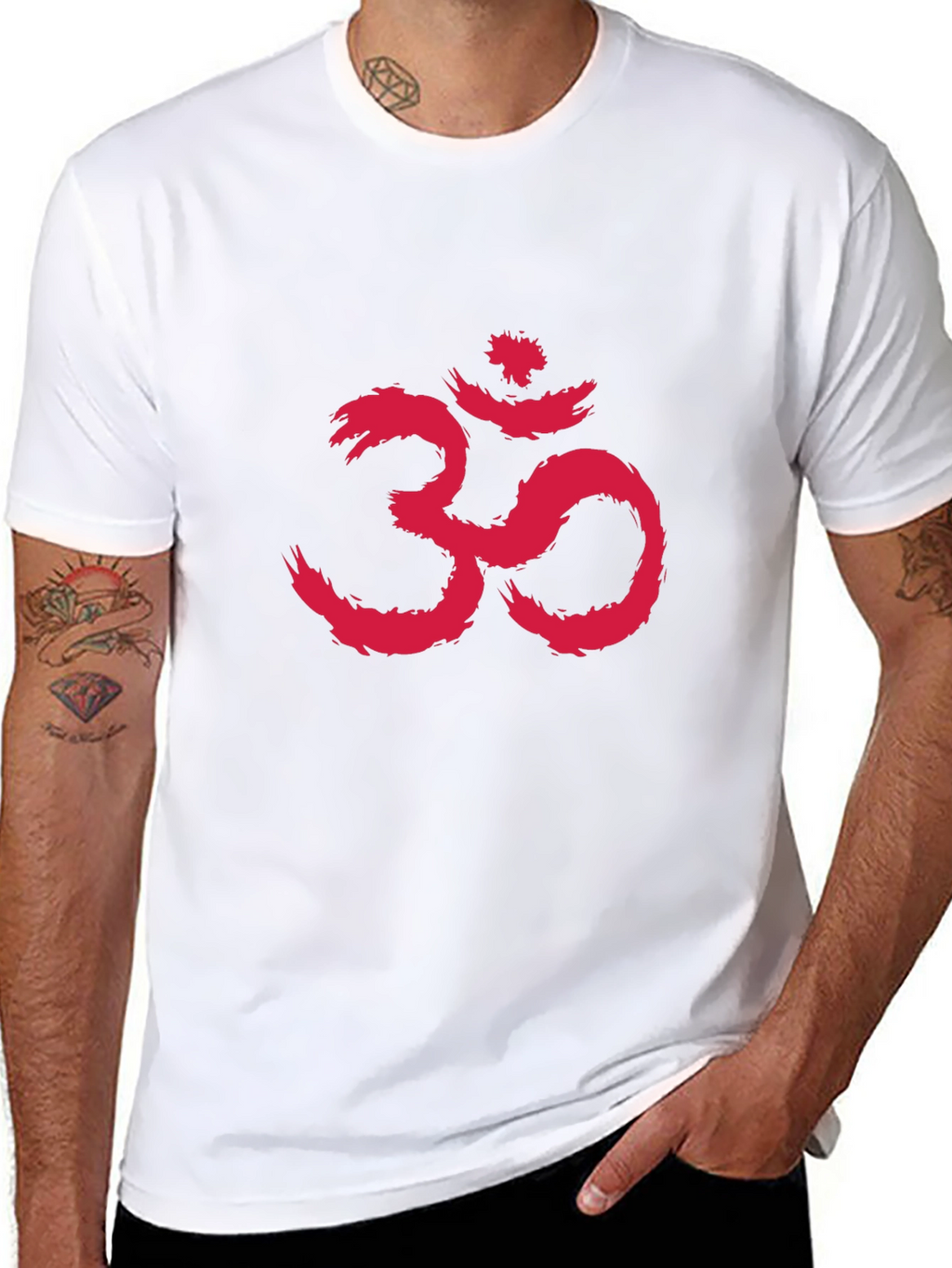 Black T-Shirt with Red Om Symbol