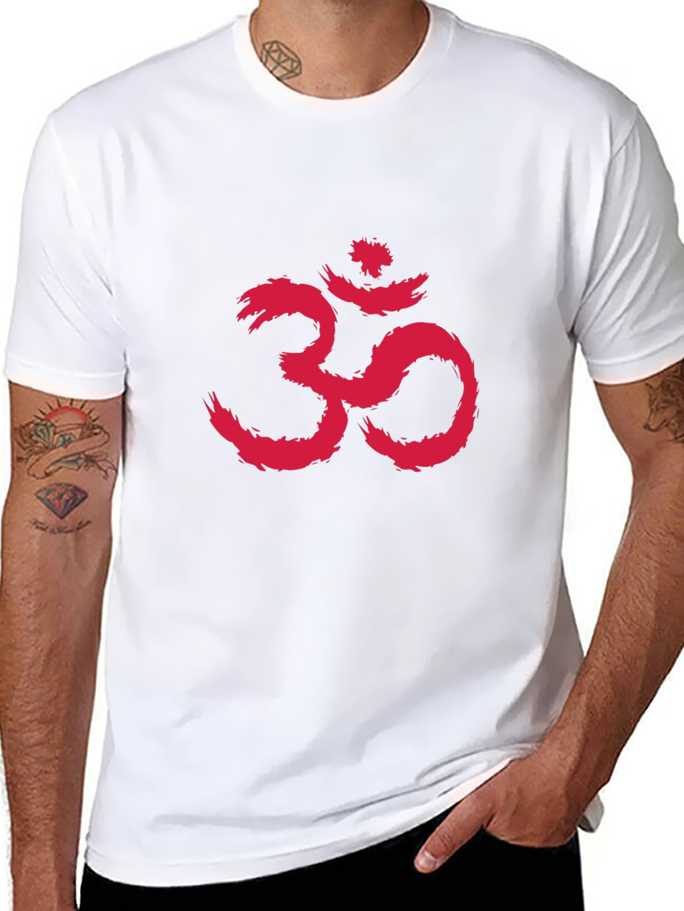 Black T-Shirt with Red Om Symbol