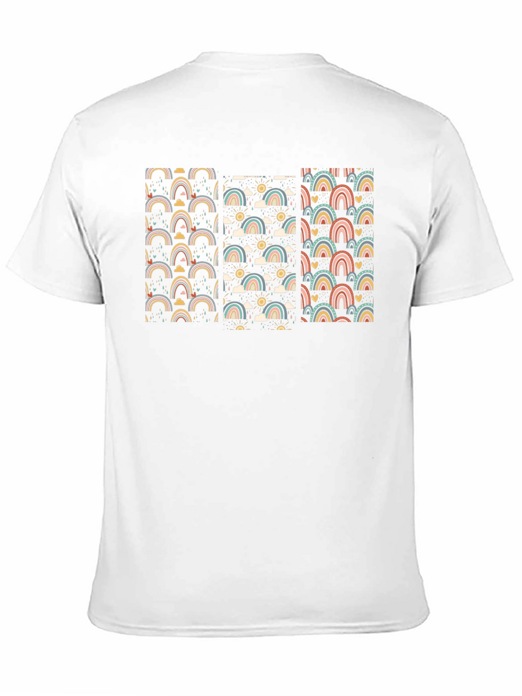 Retro Rainbow Pattern Black T-Shirt