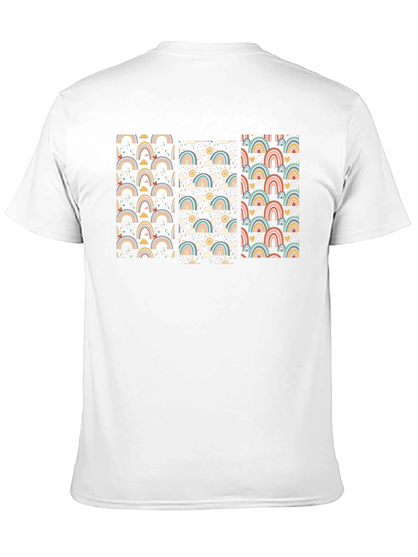 Retro Rainbow Pattern Black T-Shirt