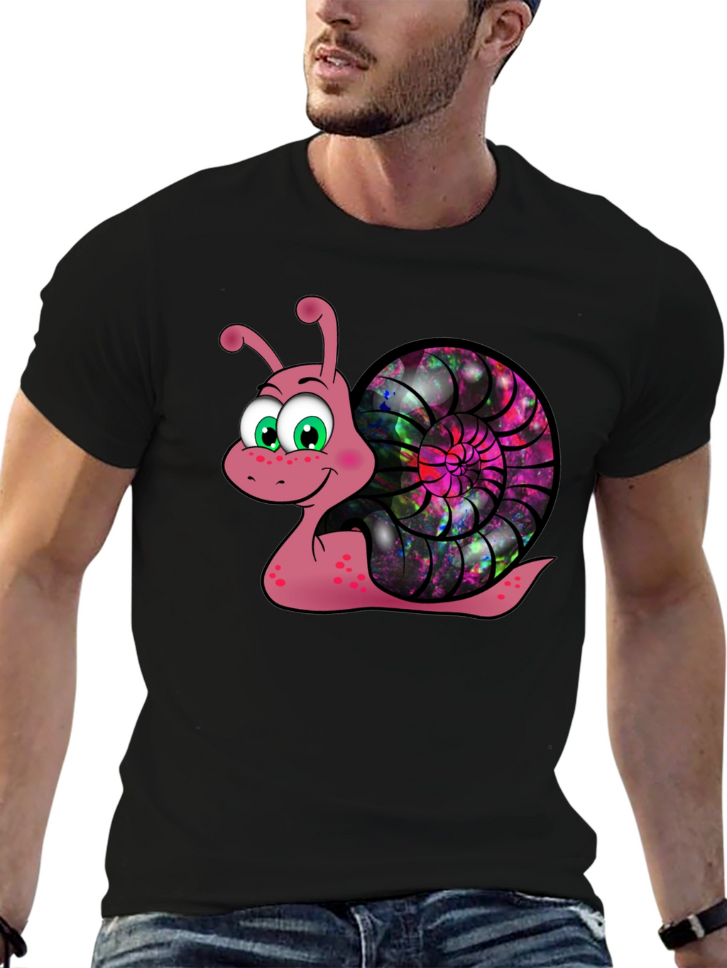Cosmic Snail Graphic Tee - Unique Cartoon Design
