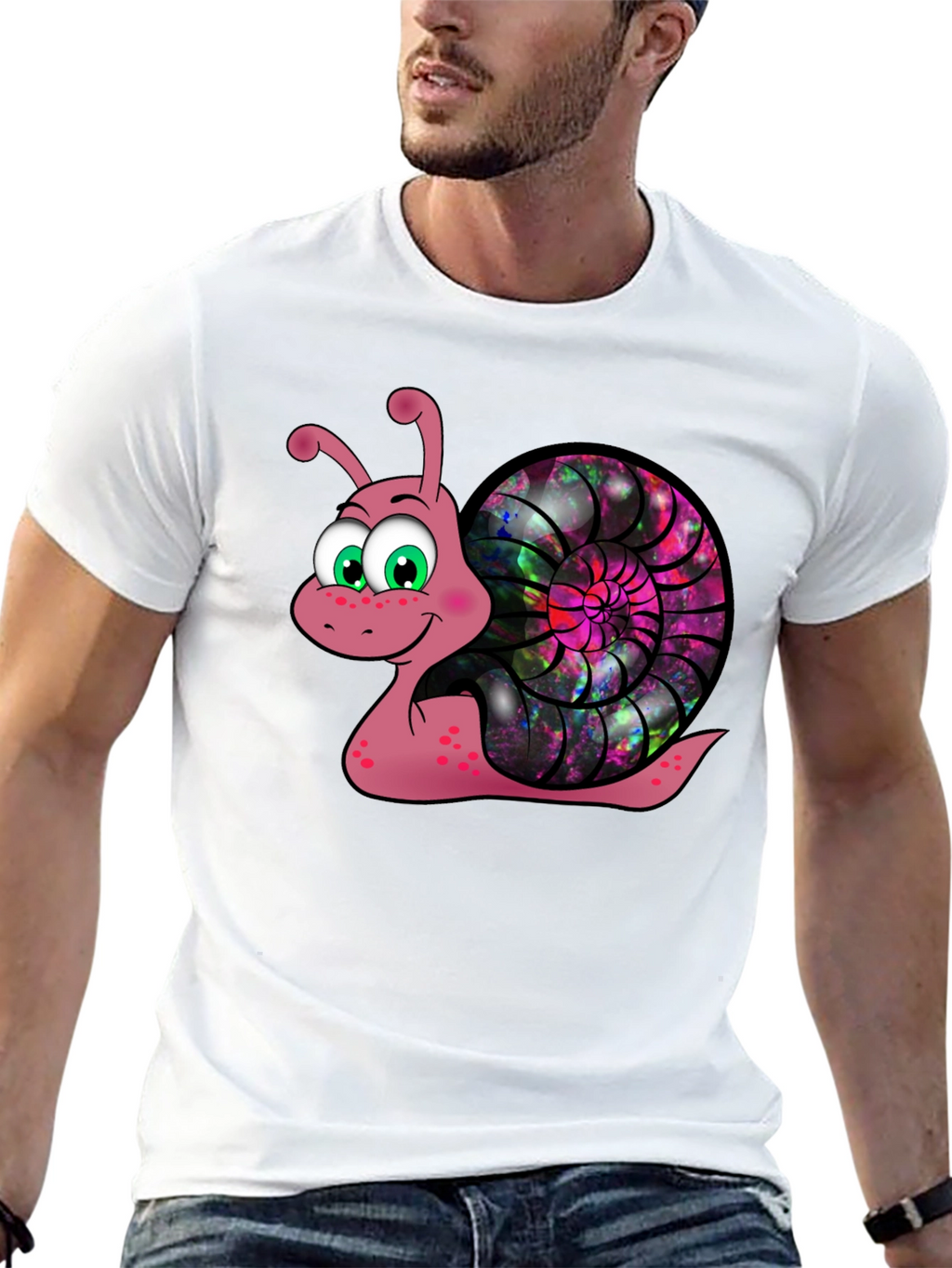Cosmic Snail Graphic Tee - Unique Cartoon Design