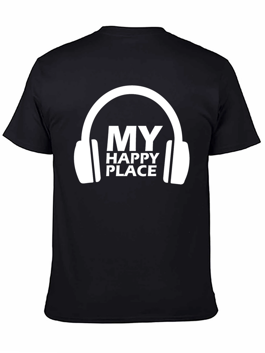 My Happy Place Headphones Graphic Tee - Black