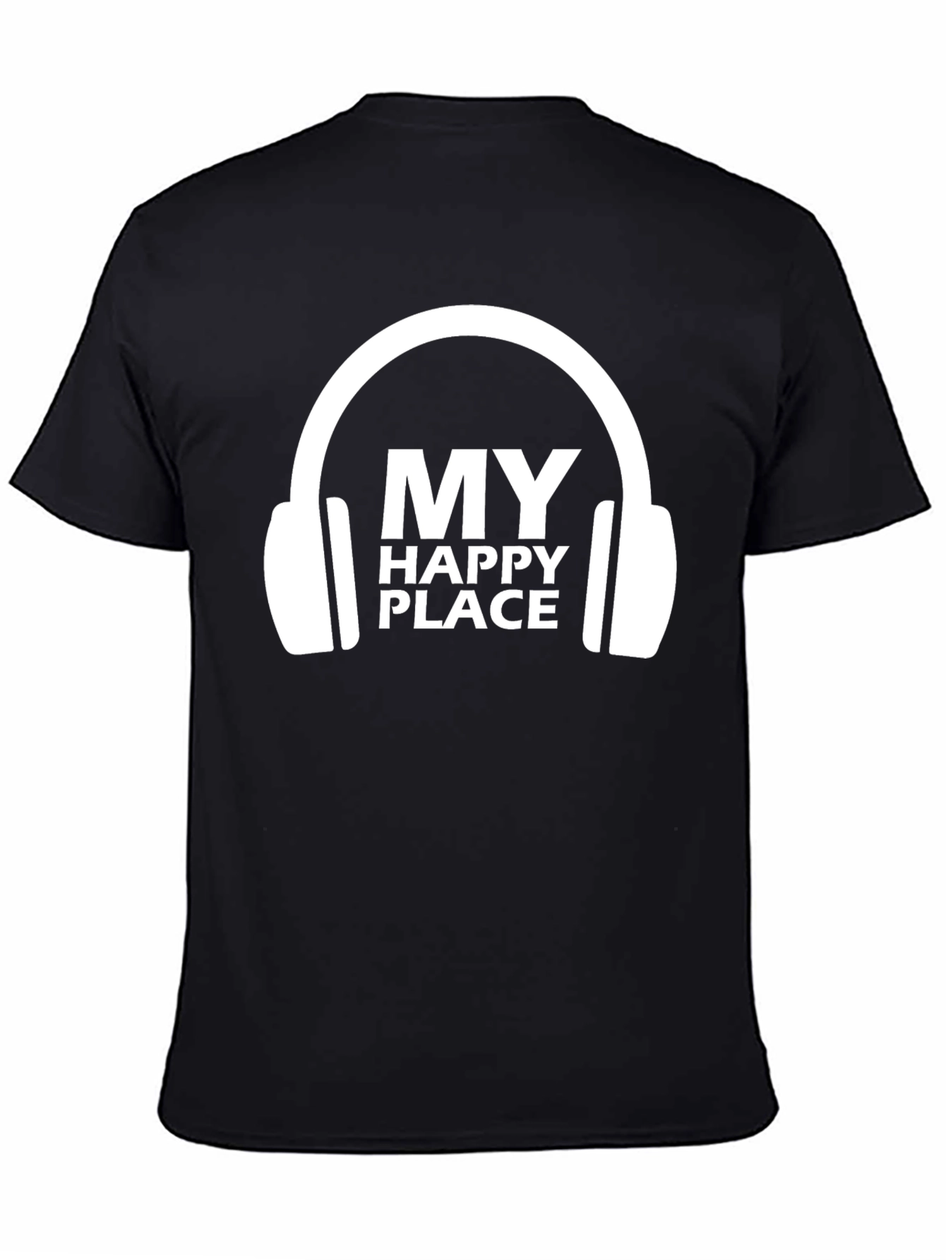 My Happy Place Headphones Graphic Tee - Black