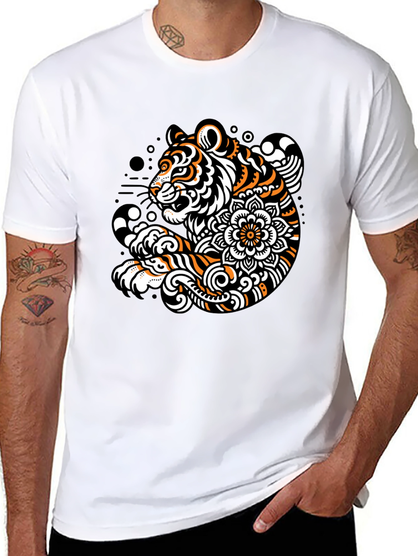 Tiger Graphic Print Black Tee