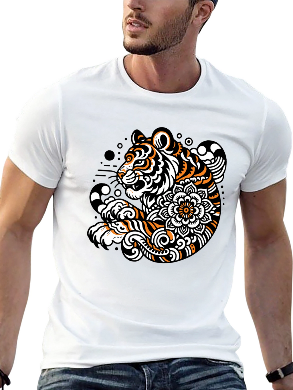 Tiger Graphic Print Black Tee