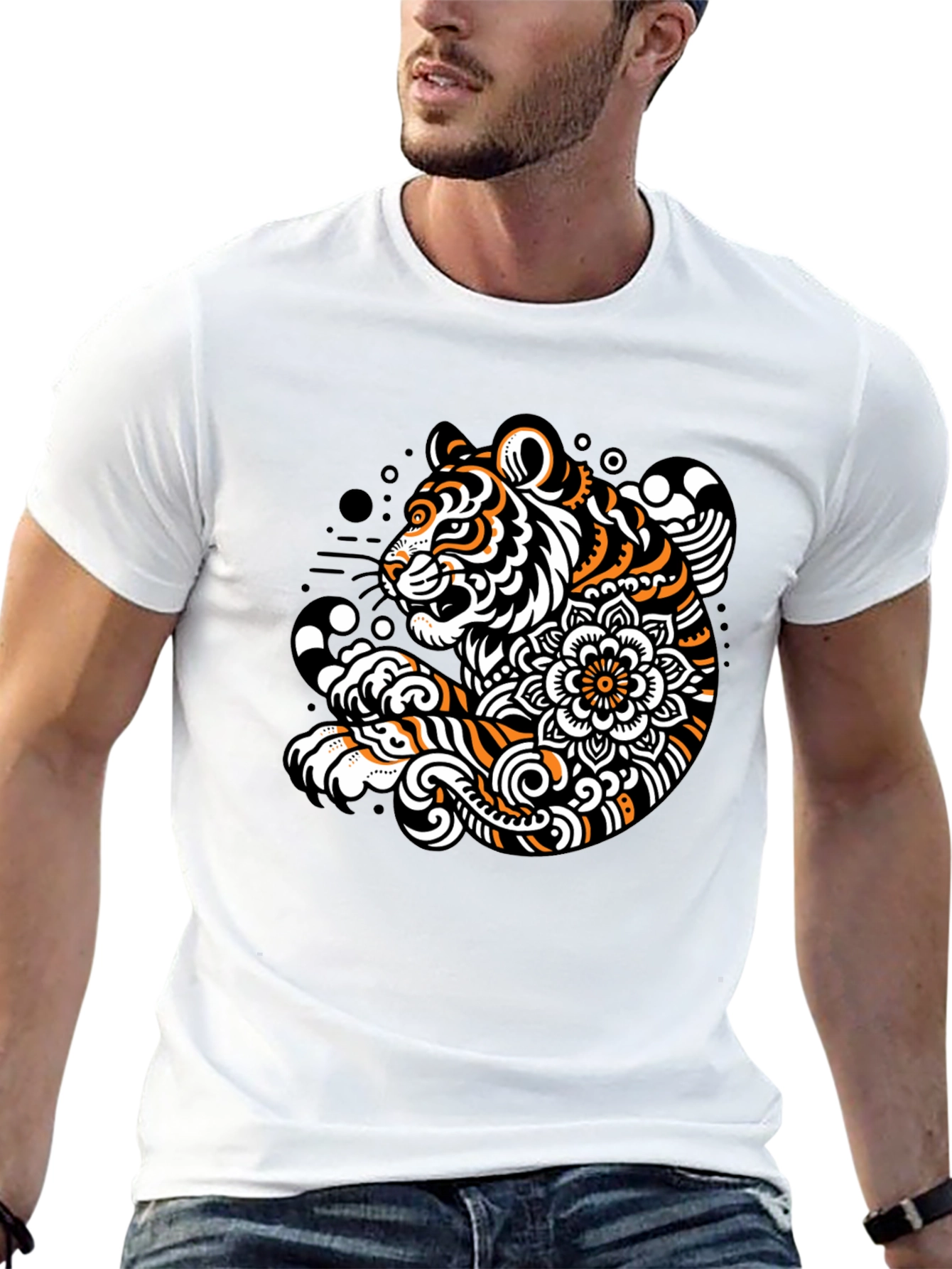 Tiger Graphic Print Black Tee