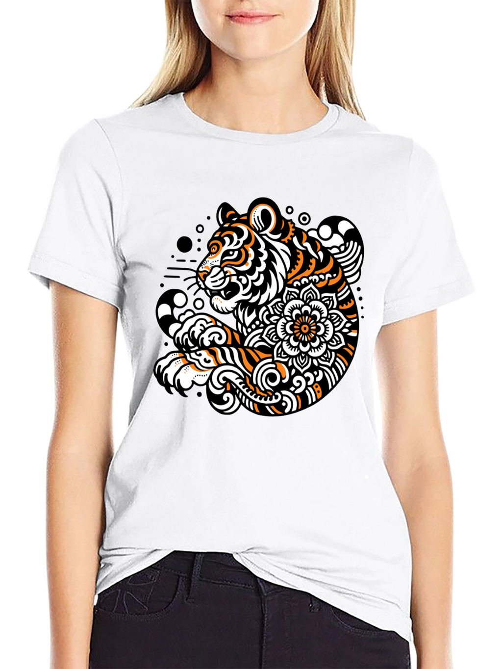 Tiger Graphic Print Black Tee