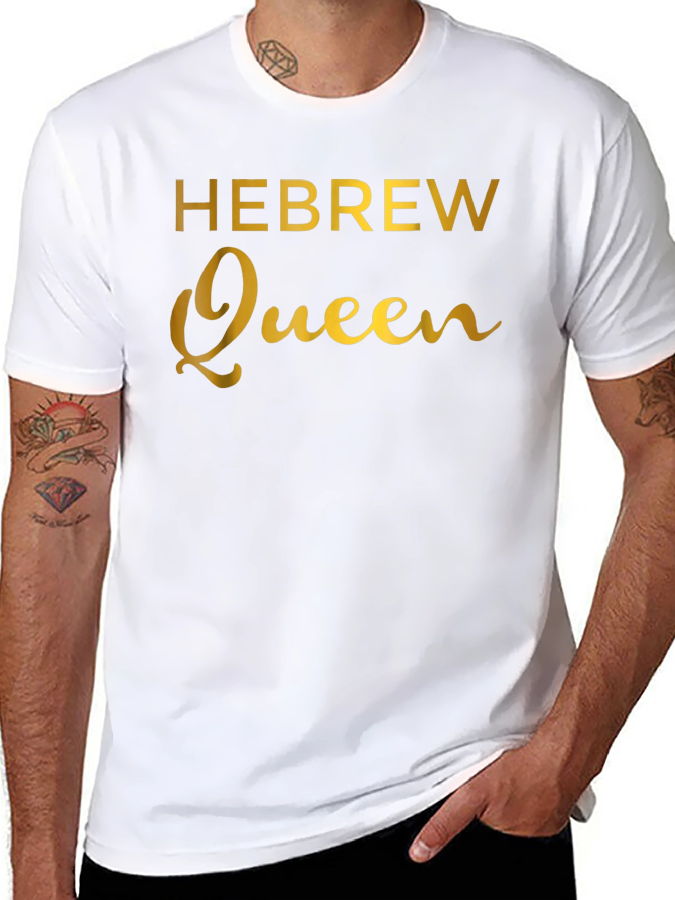 Hebrew Queen Graphic Print Black T-Shirt