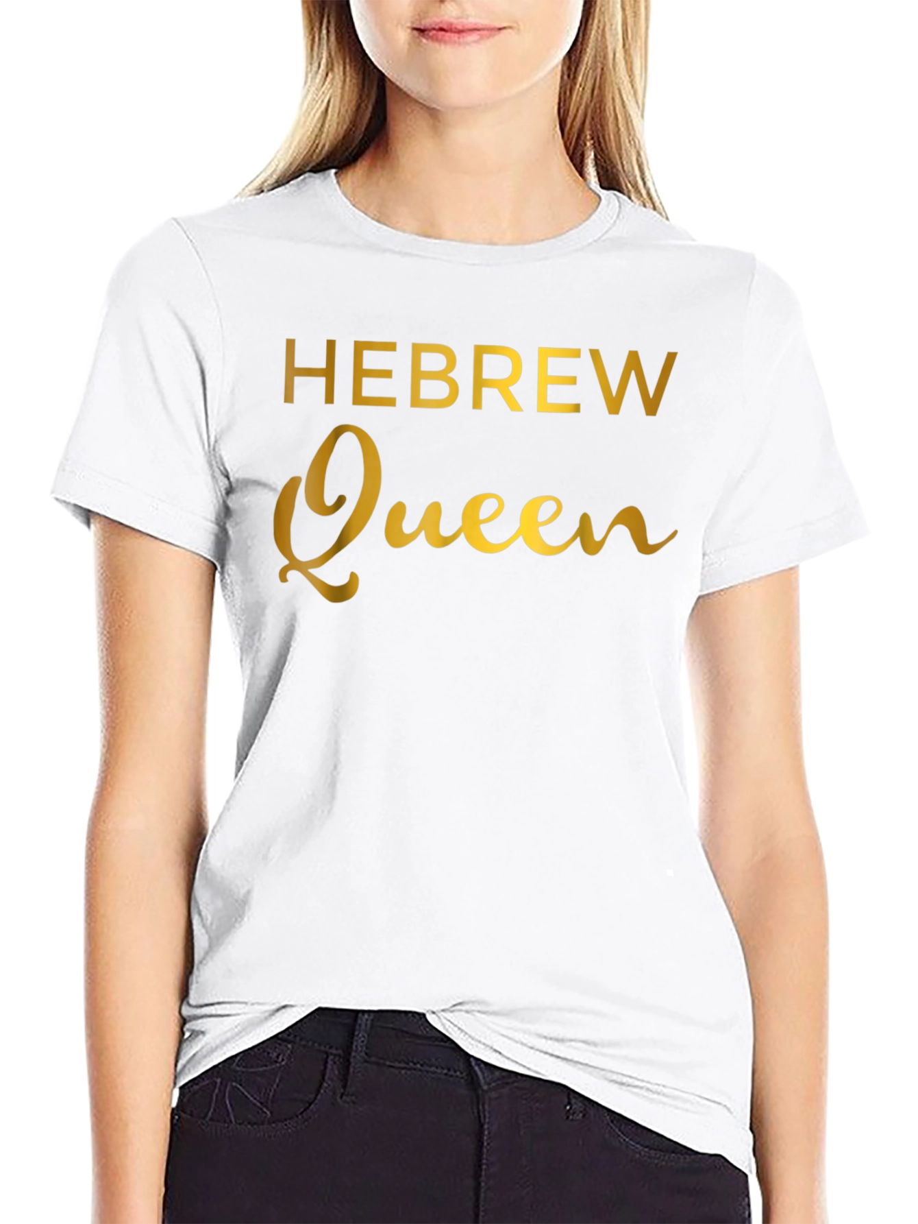 Hebrew Queen Graphic Print Black T-Shirt