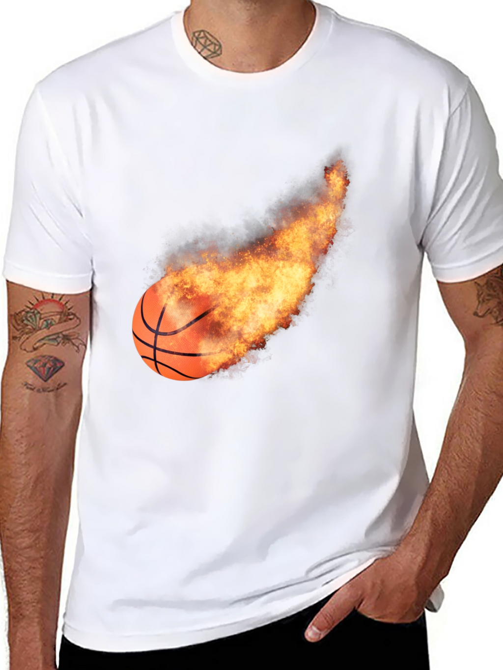 Flaming Basketball Graphic Tee