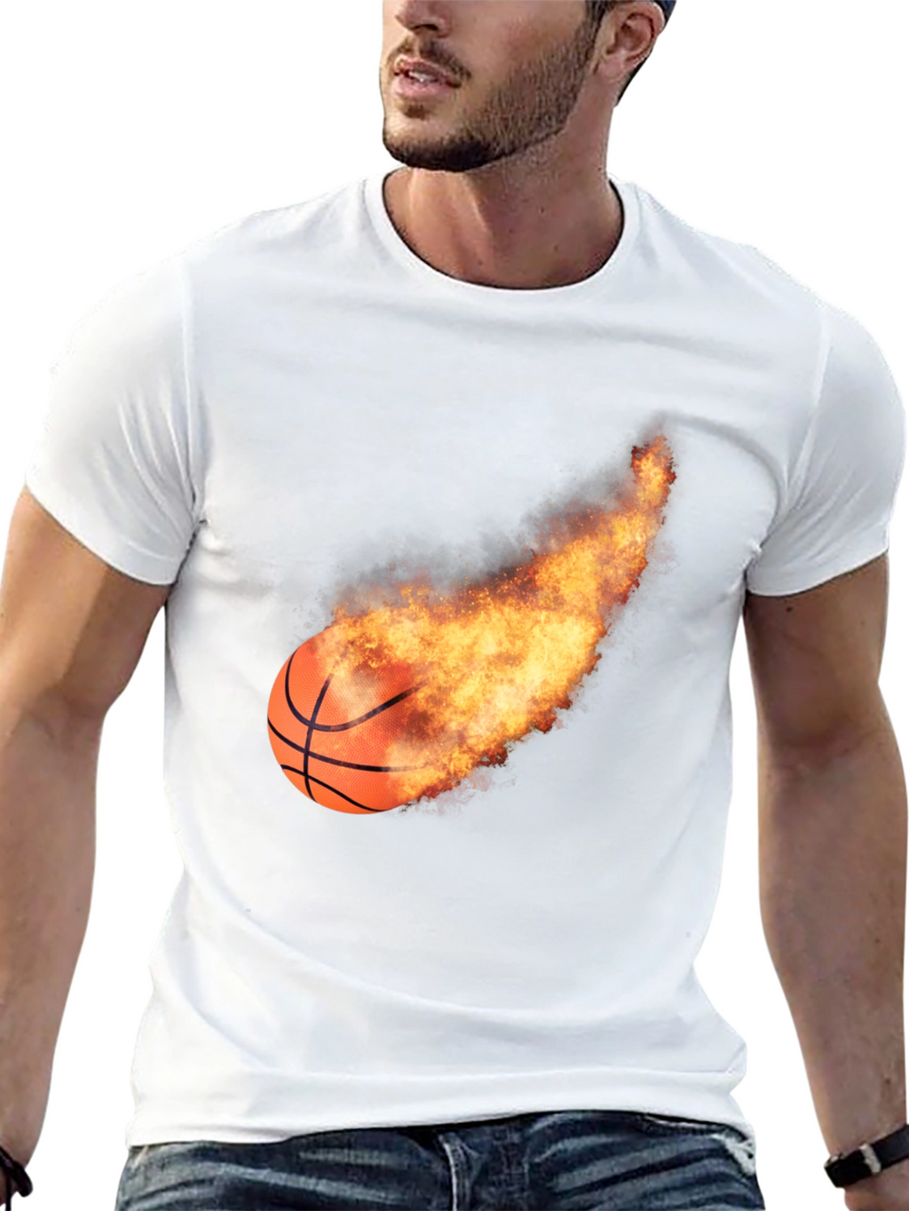 Flaming Basketball Graphic Tee