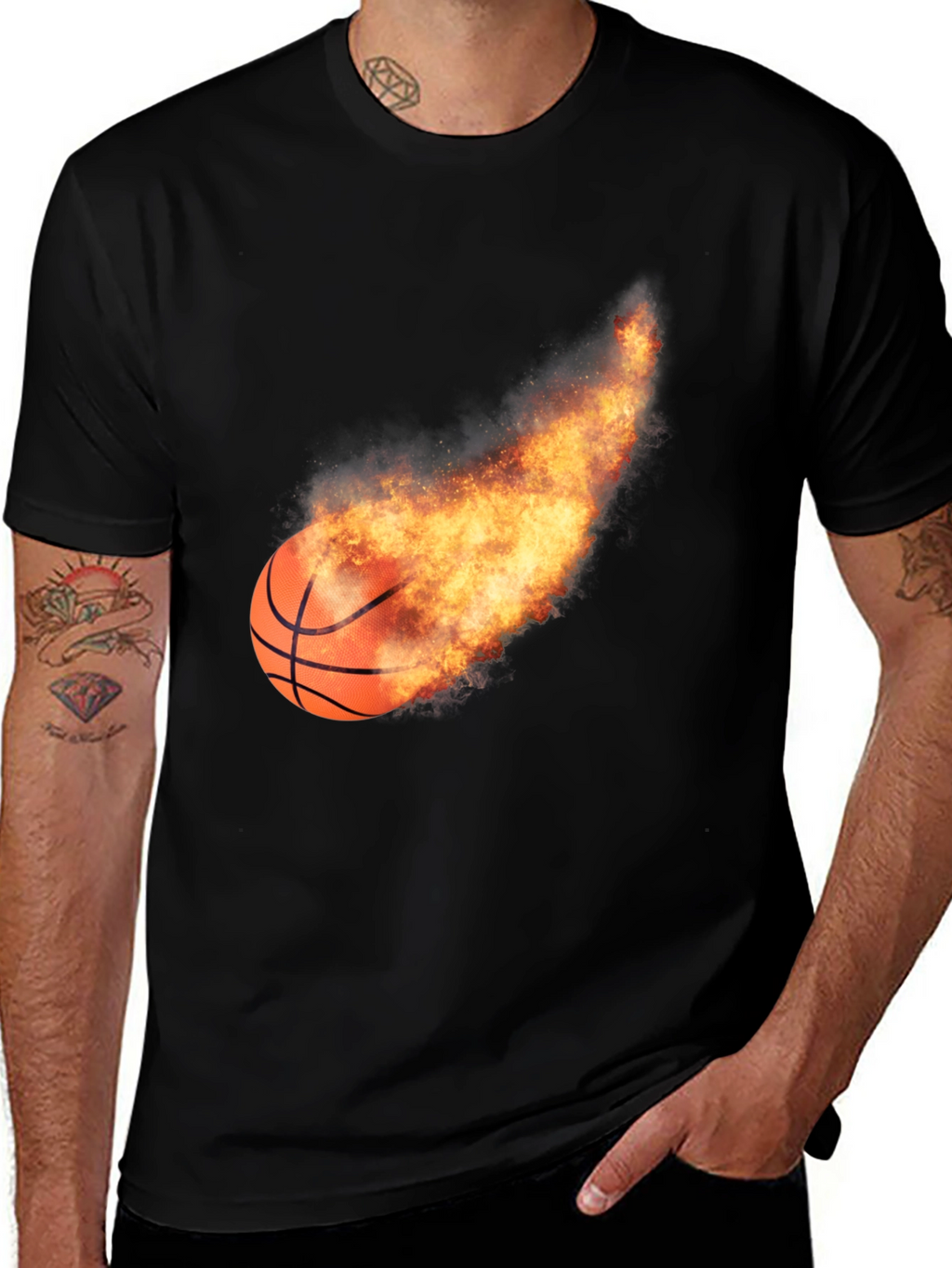 Flaming Basketball Graphic Tee