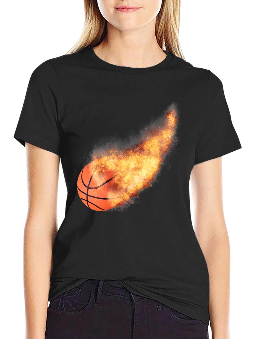 Flaming Basketball Graphic Tee