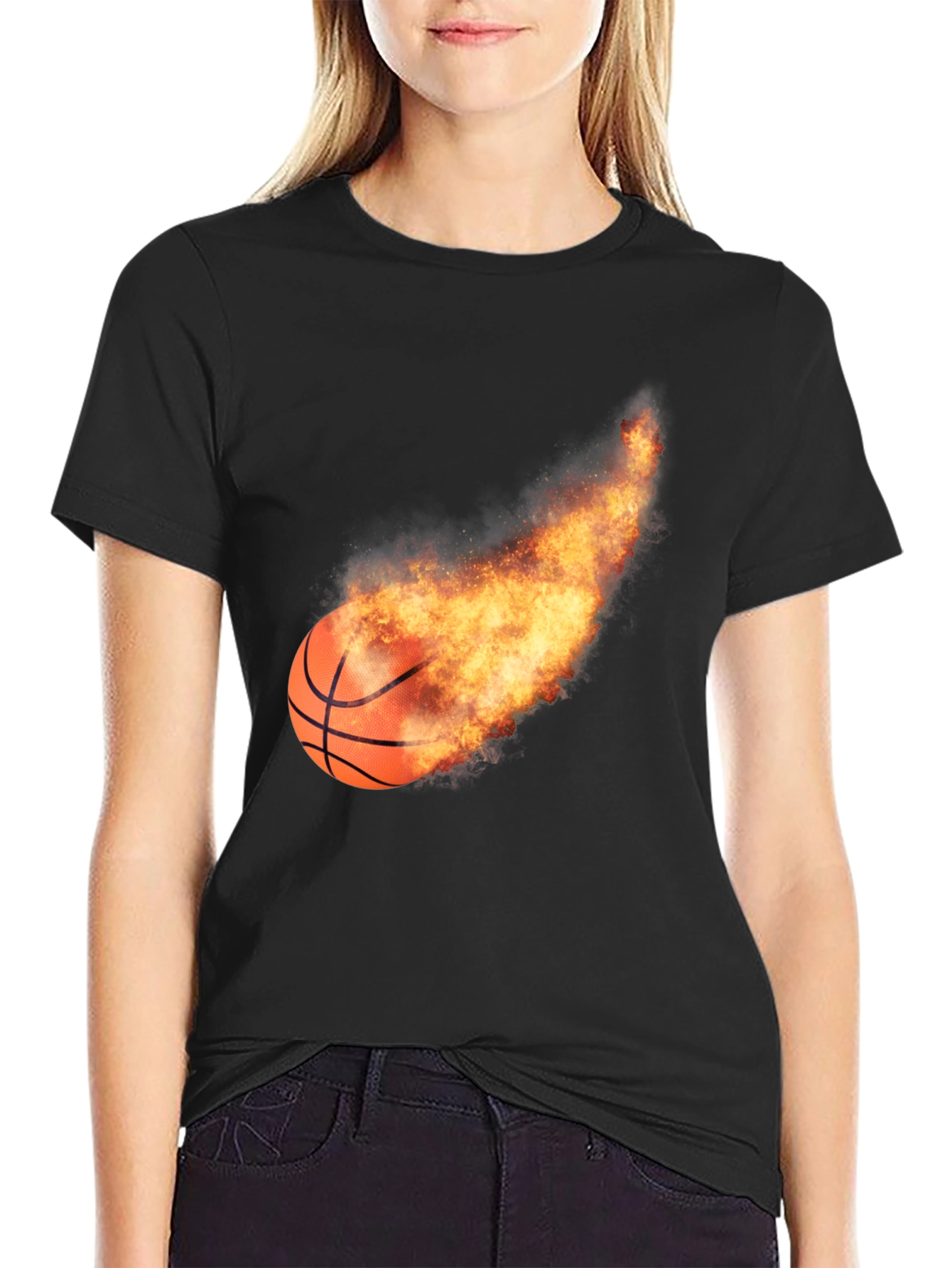 Flaming Basketball Graphic Tee