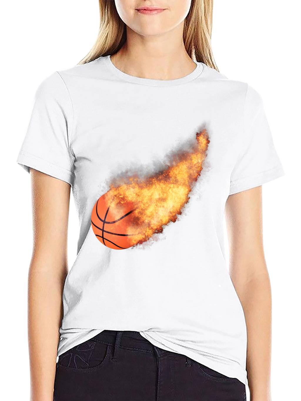 Flaming Basketball Graphic Tee