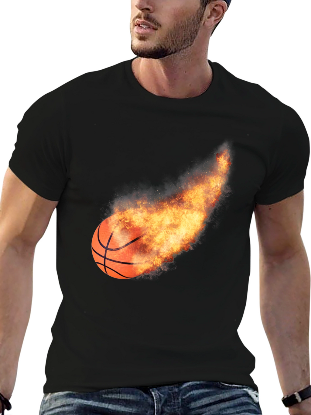Flaming Basketball Graphic Tee