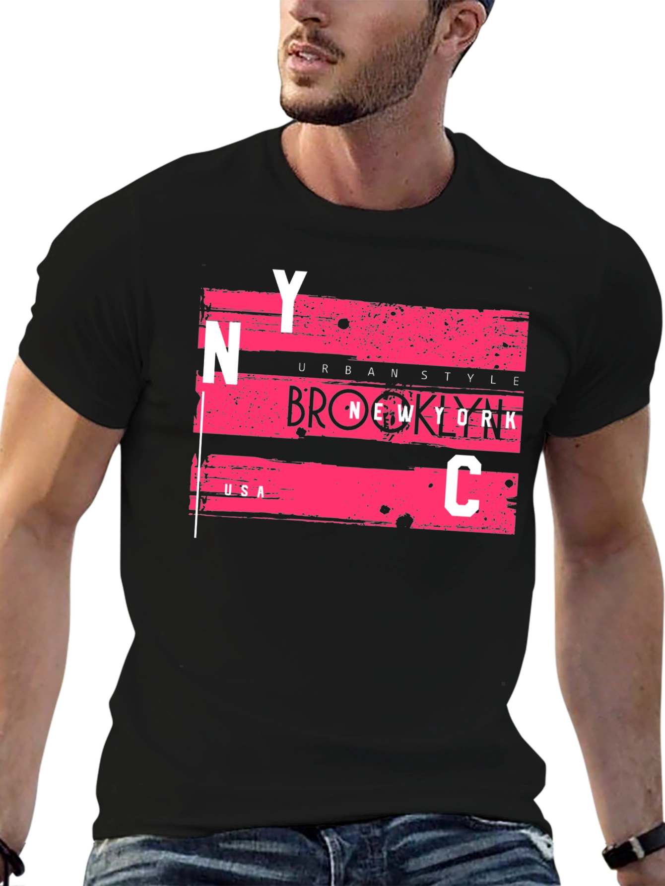 NYC Urban Style Graphic Tee - Mens Black T-Shirt