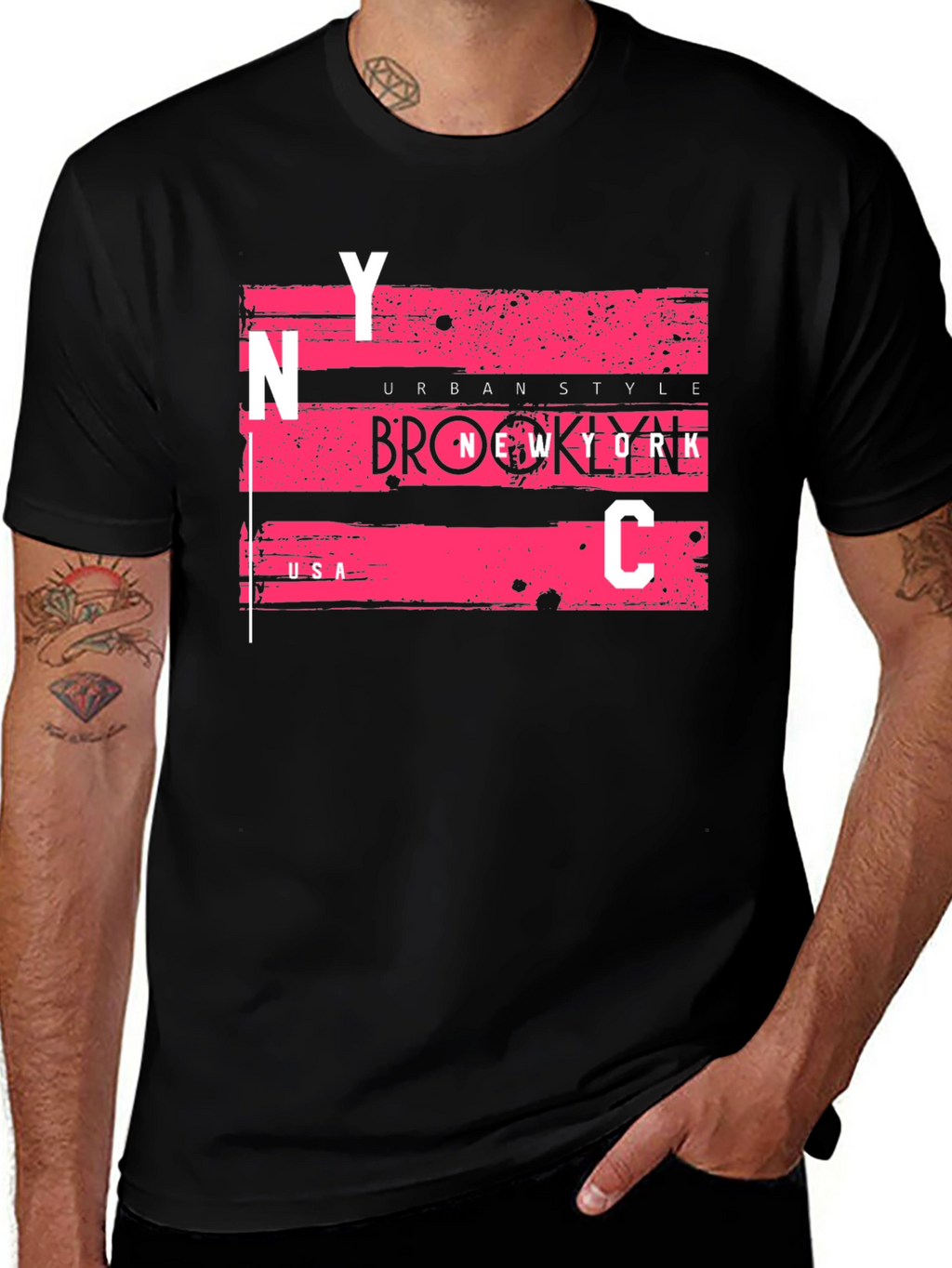 NYC Urban Style Graphic Tee - Mens Black T-Shirt