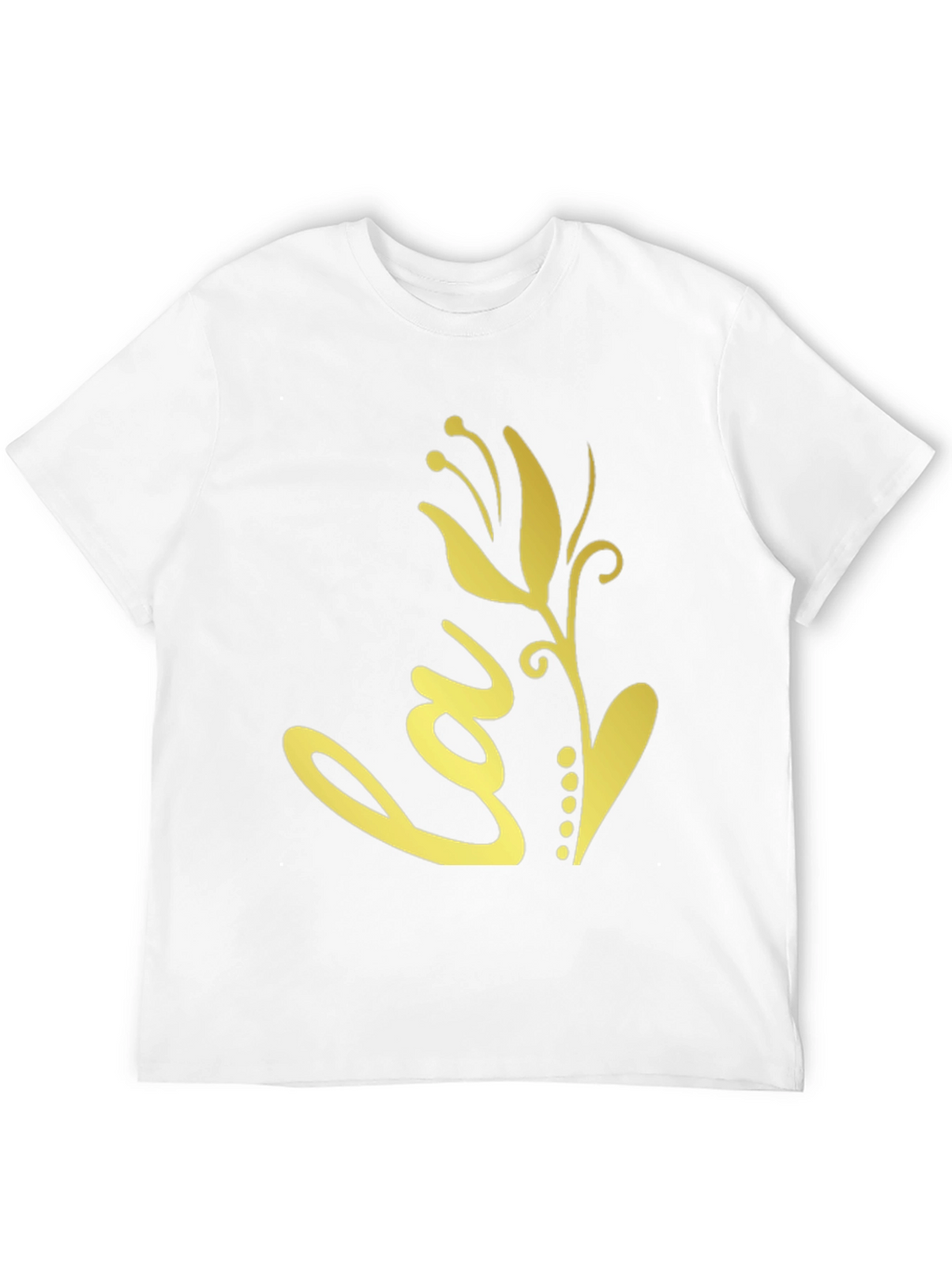Black T-Shirt with Gold Floral Love Design