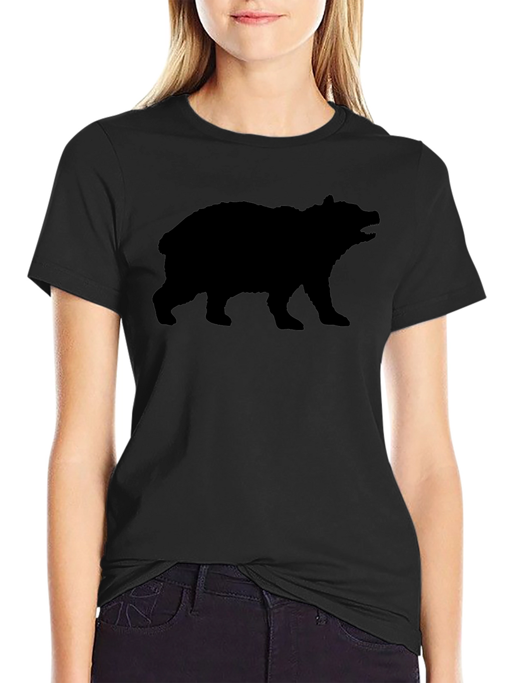 Bear Silhouette Graphic T-Shirt - Black