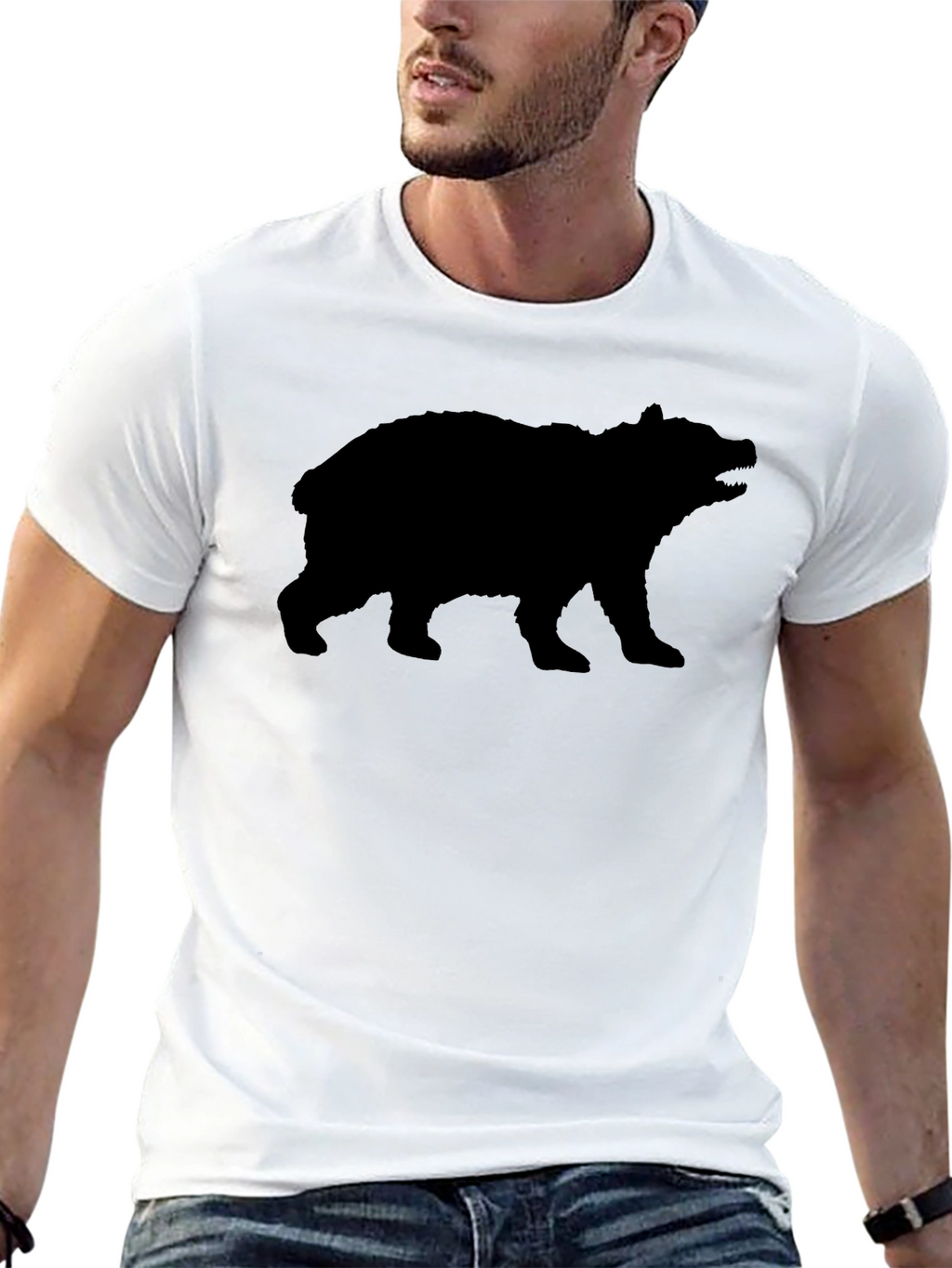 Bear Silhouette Graphic T-Shirt - Black