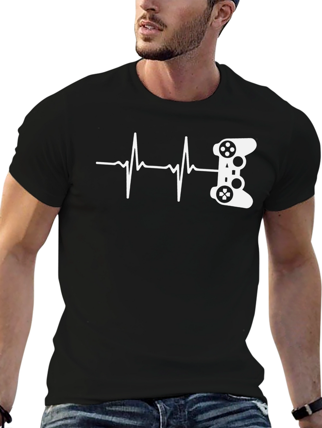 Gamer Heartbeat Graphic Tee - Black