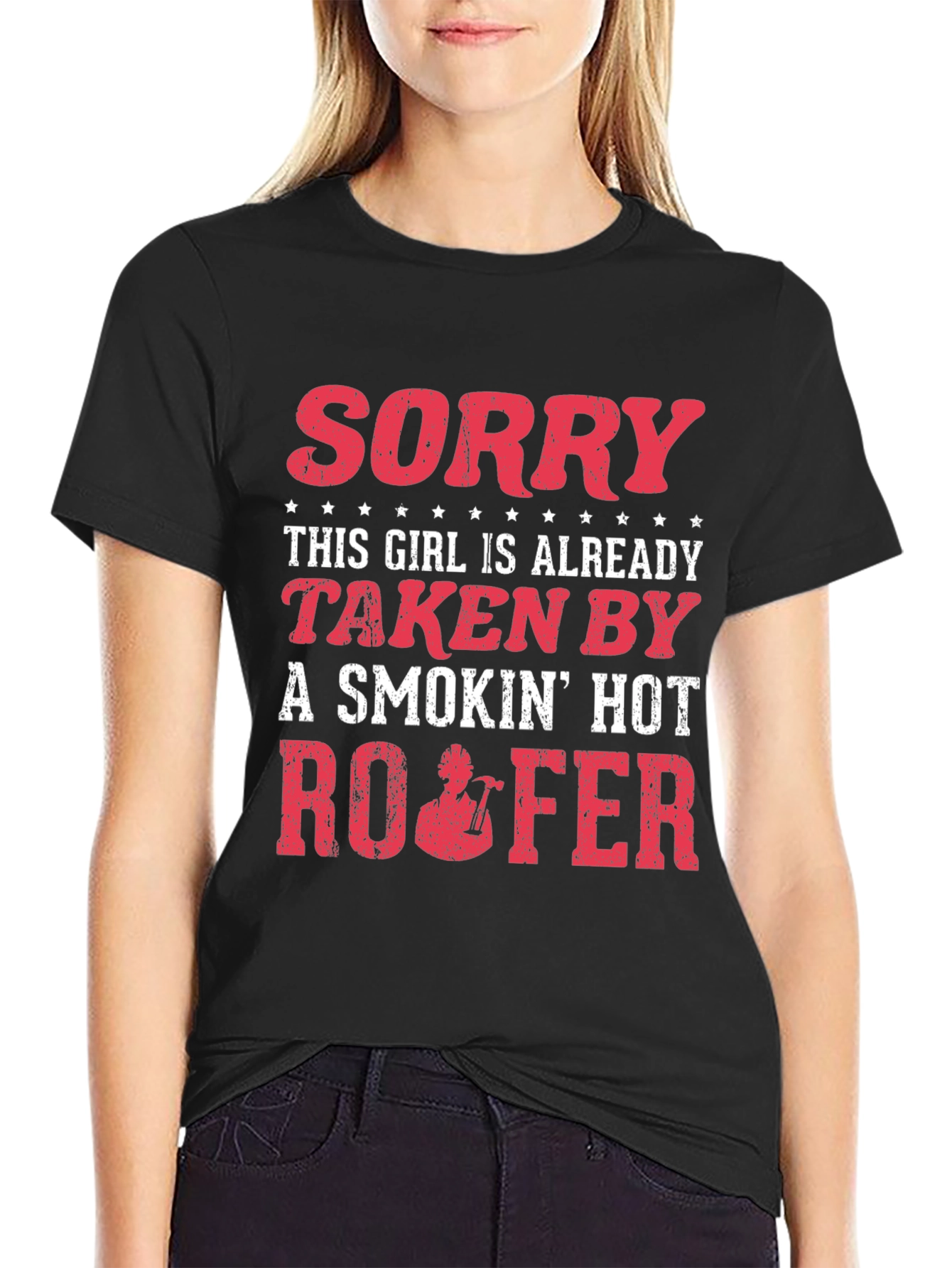 Funny Roofer T-Shirt - Taken by a Smokin Hot Roofer
