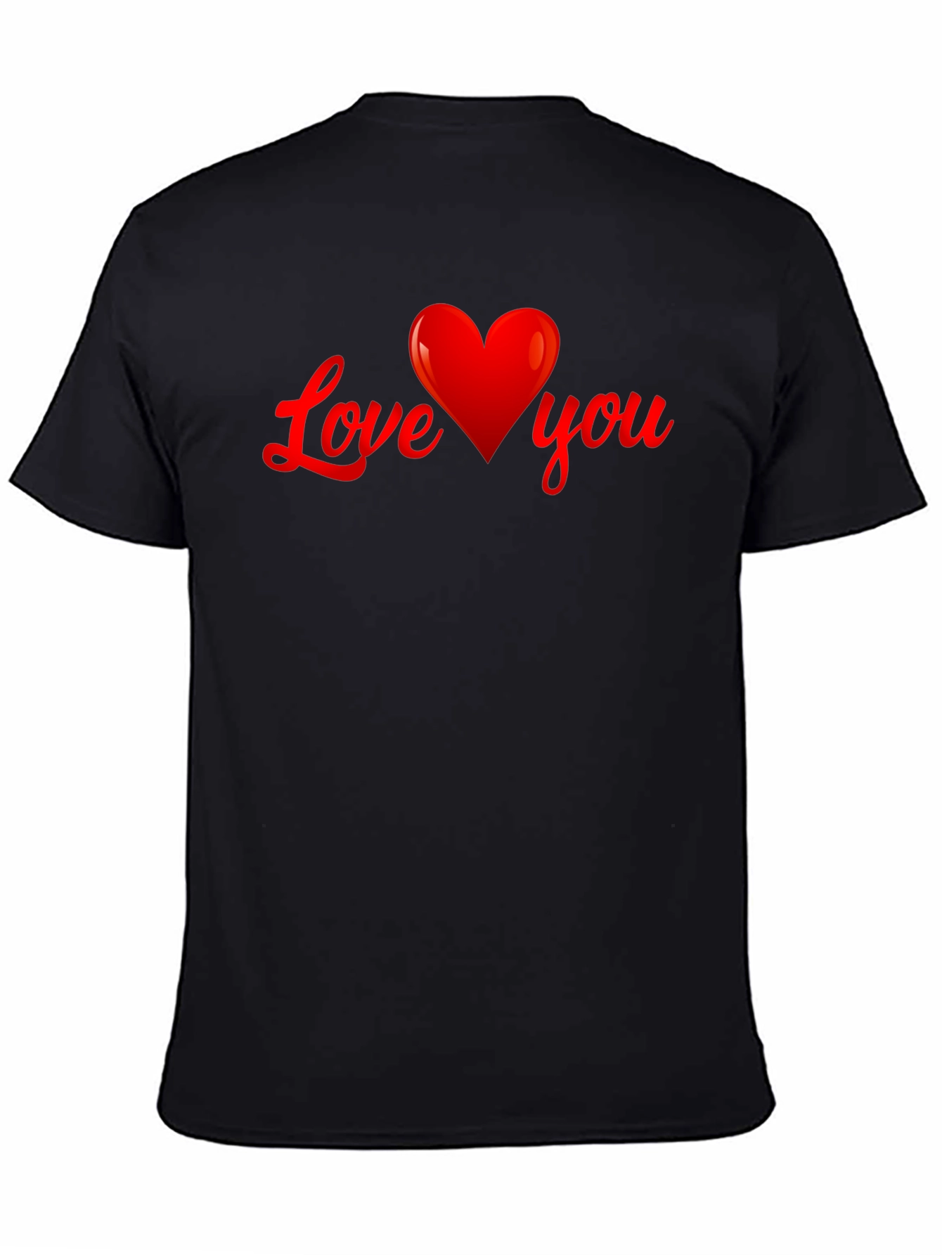 Love You Heart Graphic T-Shirt - Black