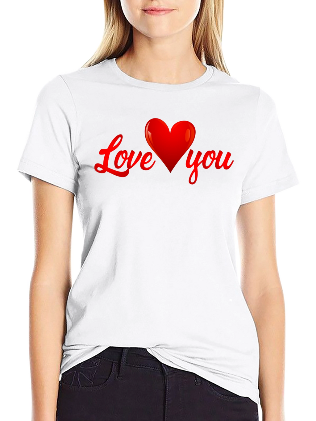 Love You Heart Graphic T-Shirt - Black