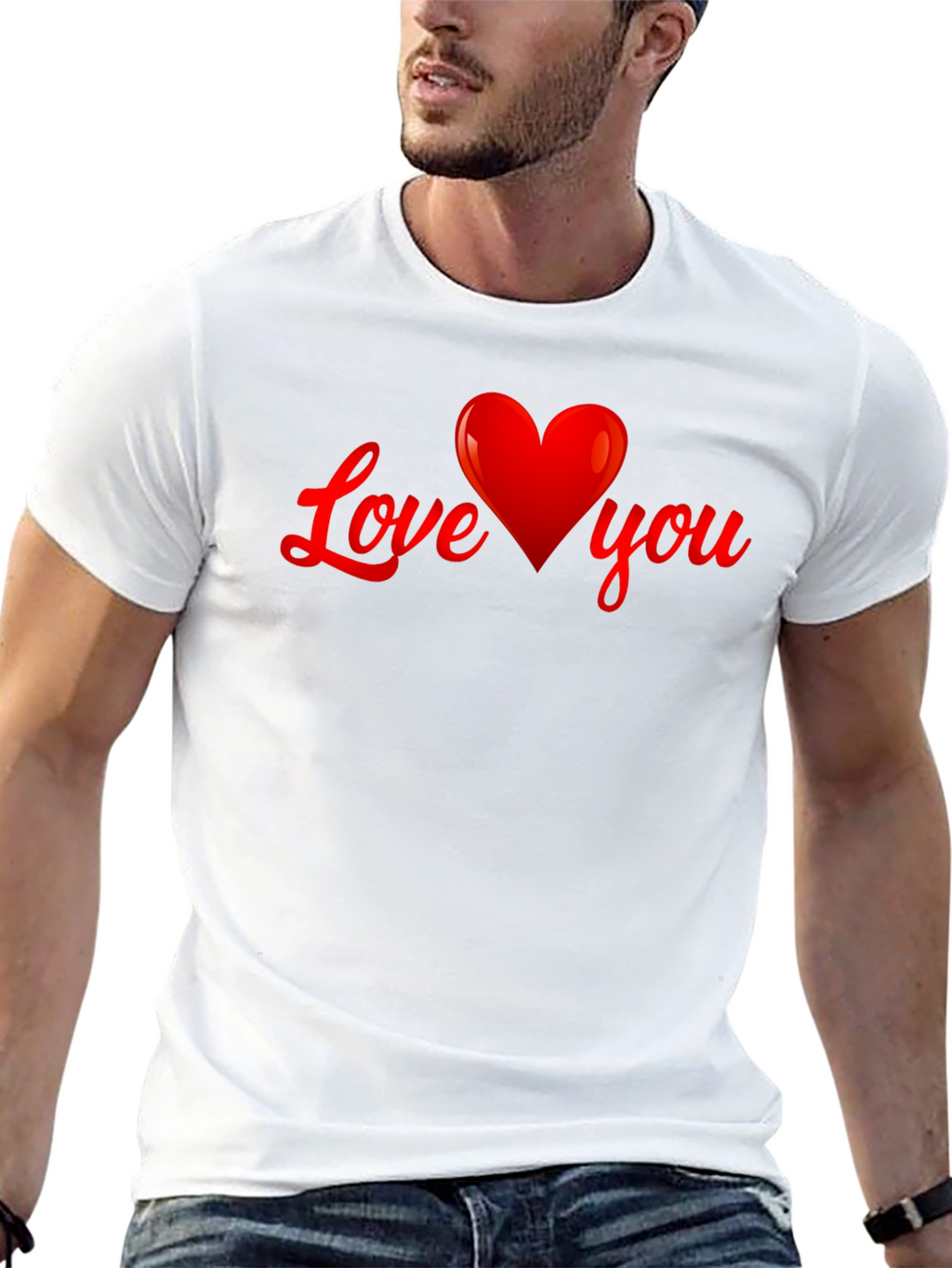 Love You Heart Graphic T-Shirt - Black