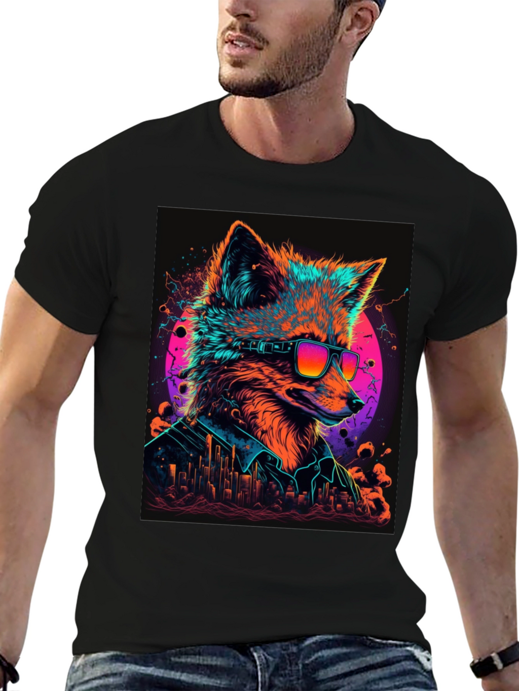 Cool Fox Graphic T-Shirt - Mens Black Tee