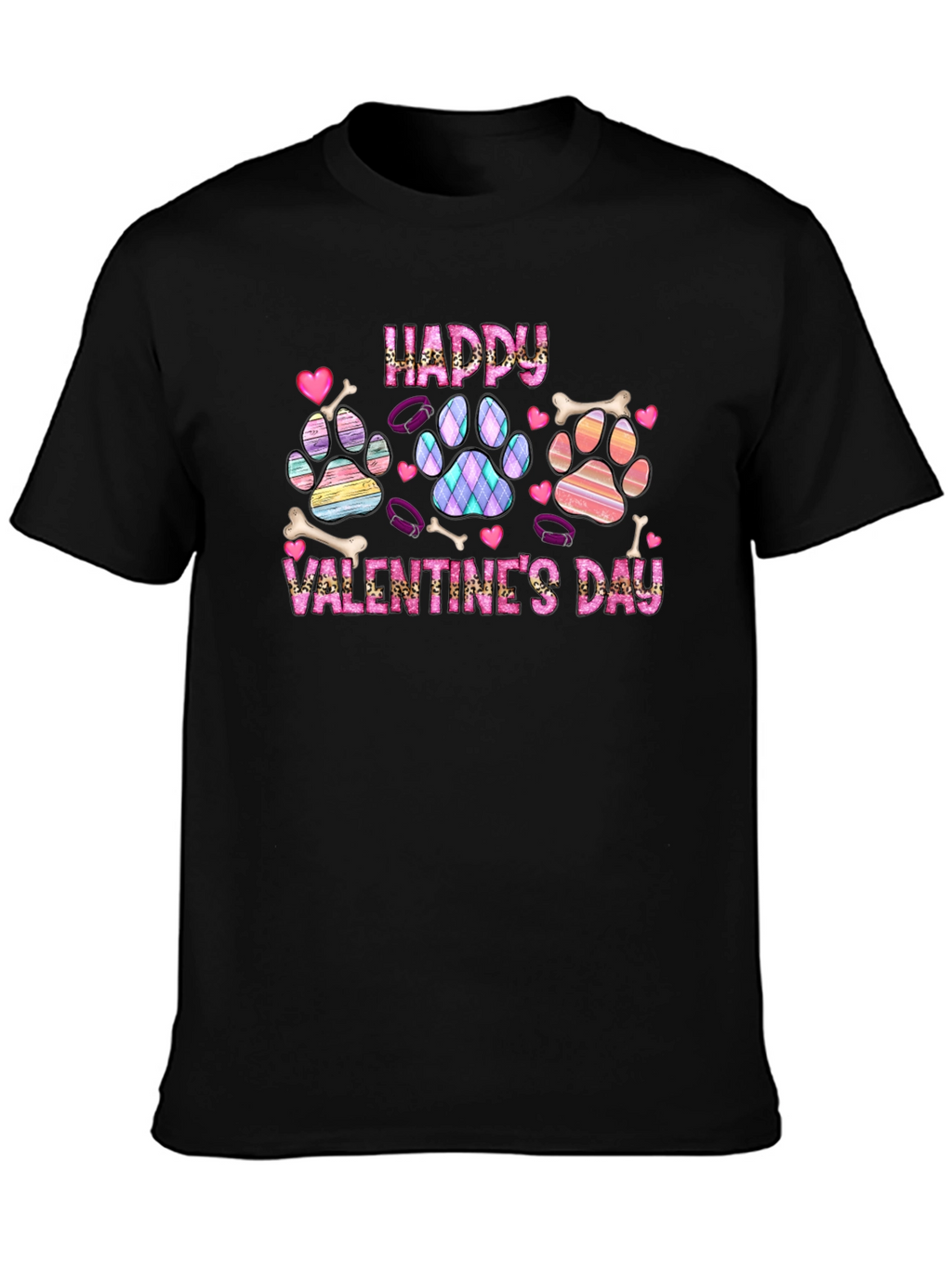 Happy Valentines Day Dog Paw Print T-Shirt