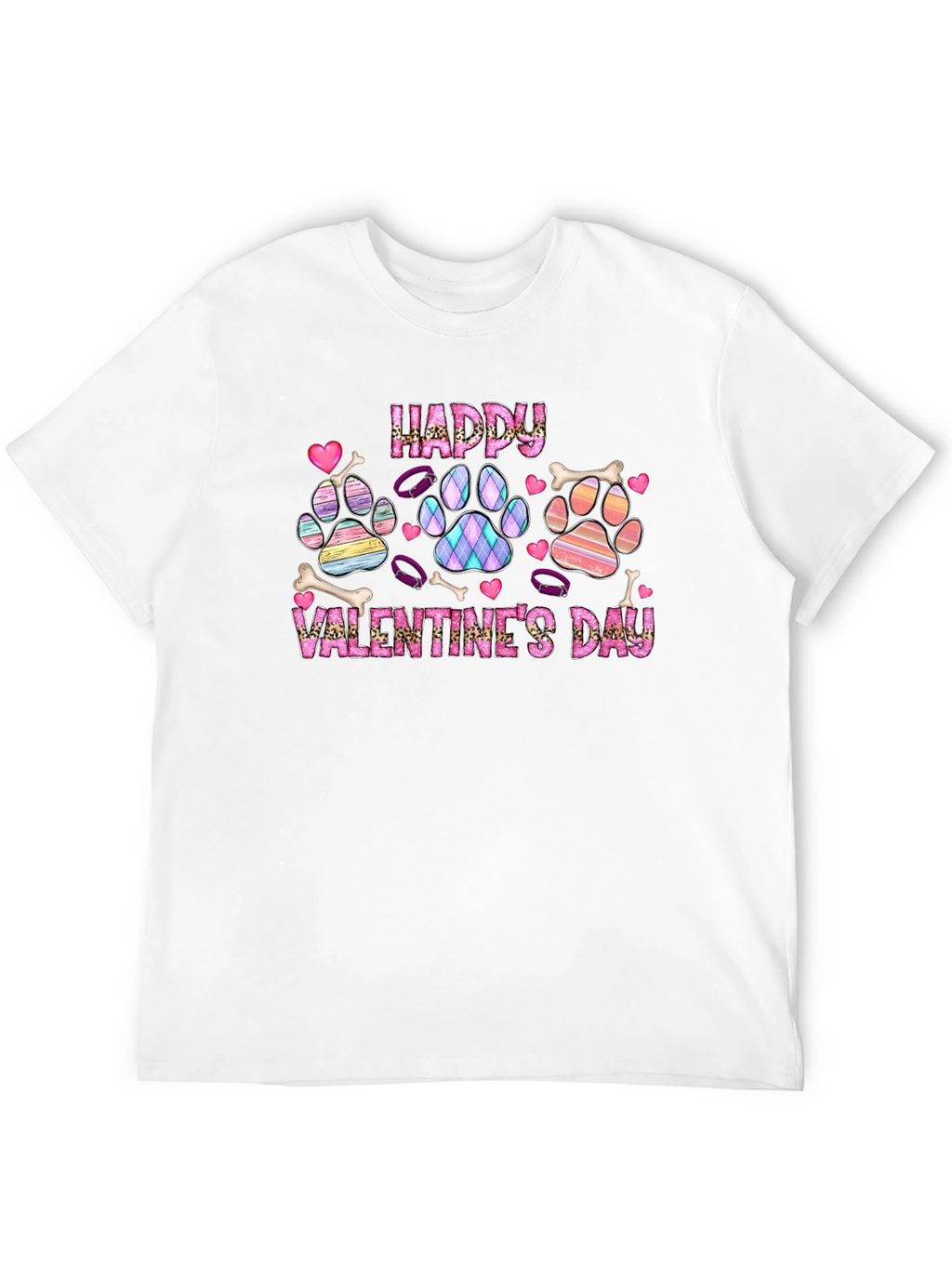 Happy Valentines Day Dog Paw Print T-Shirt