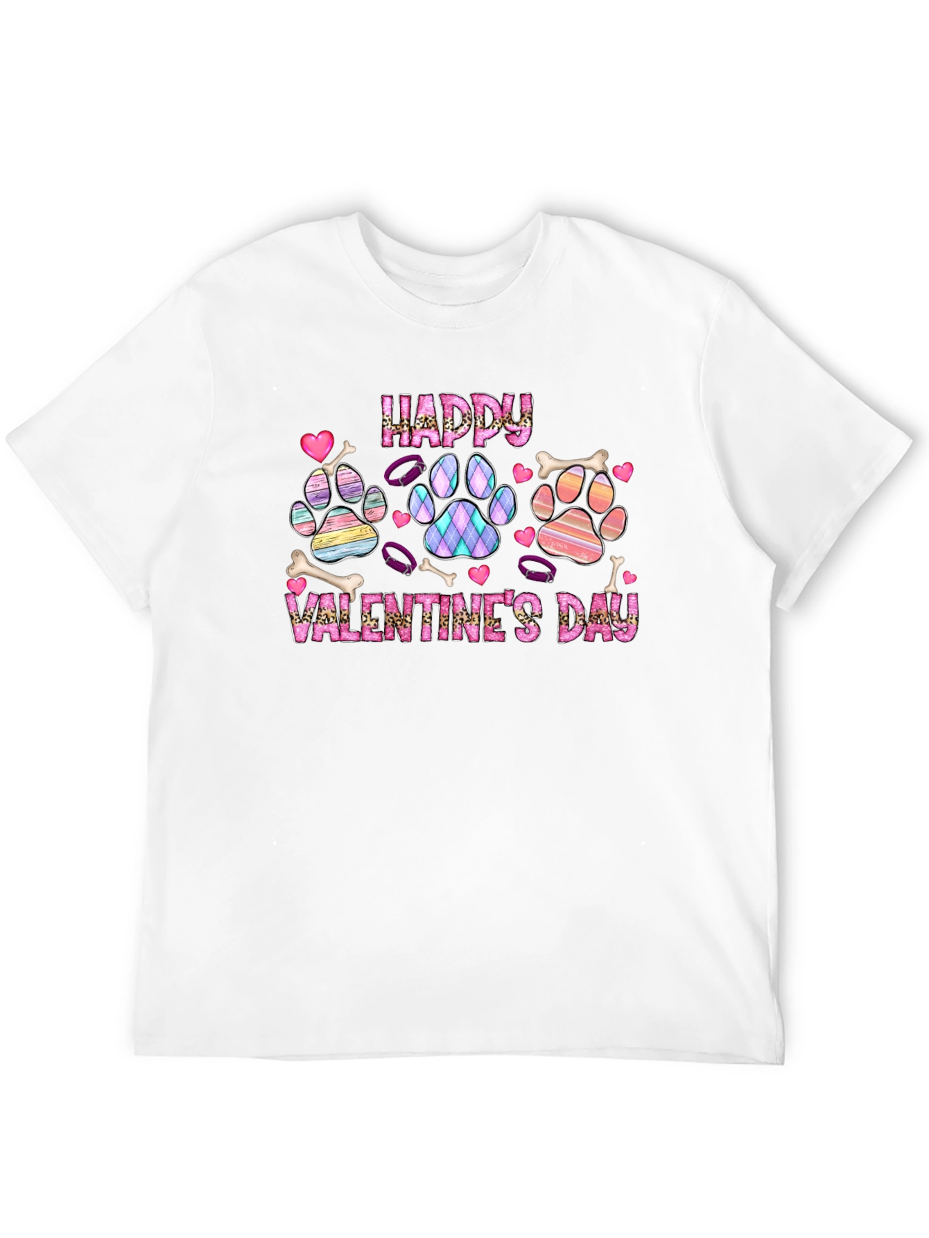Happy Valentines Day Dog Paw Print T-Shirt