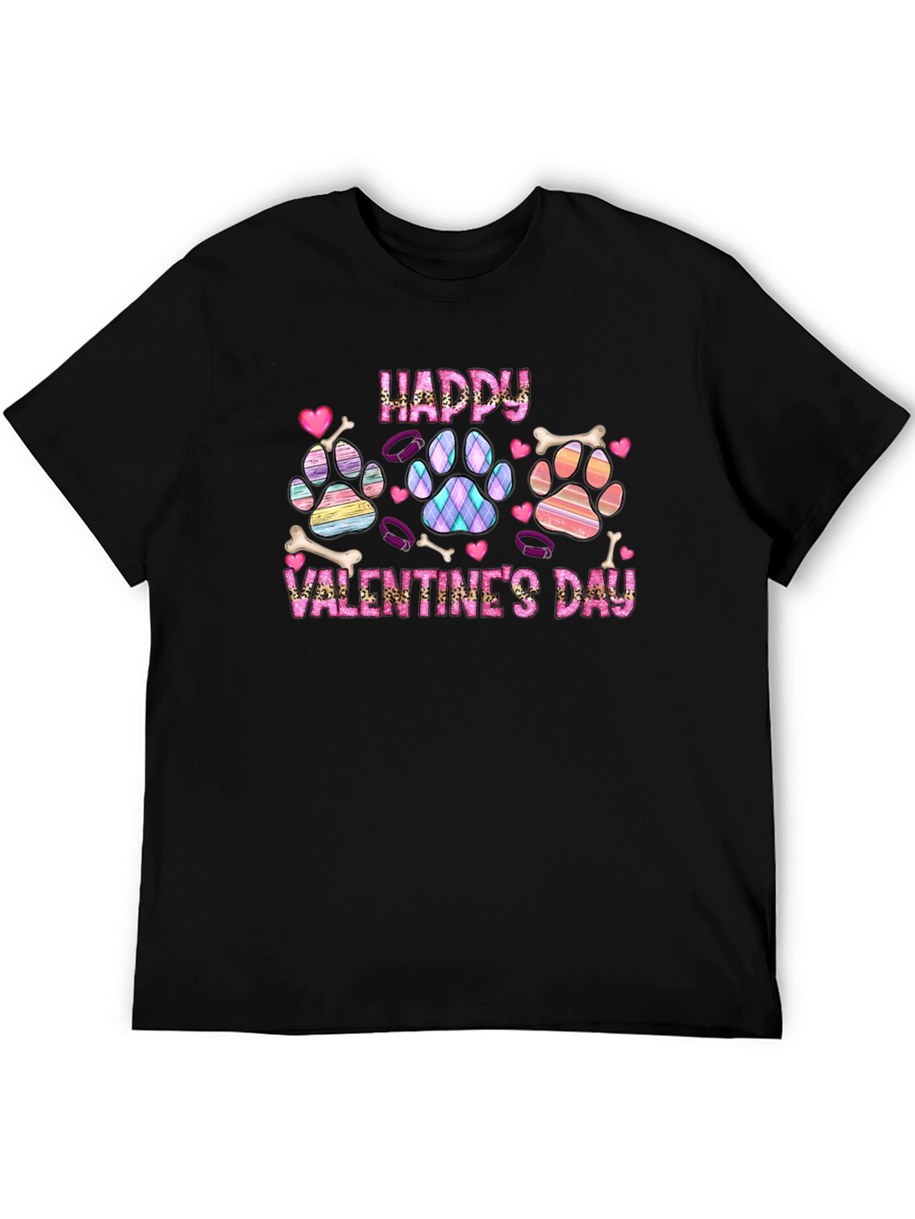 Happy Valentines Day Dog Paw Print T-Shirt