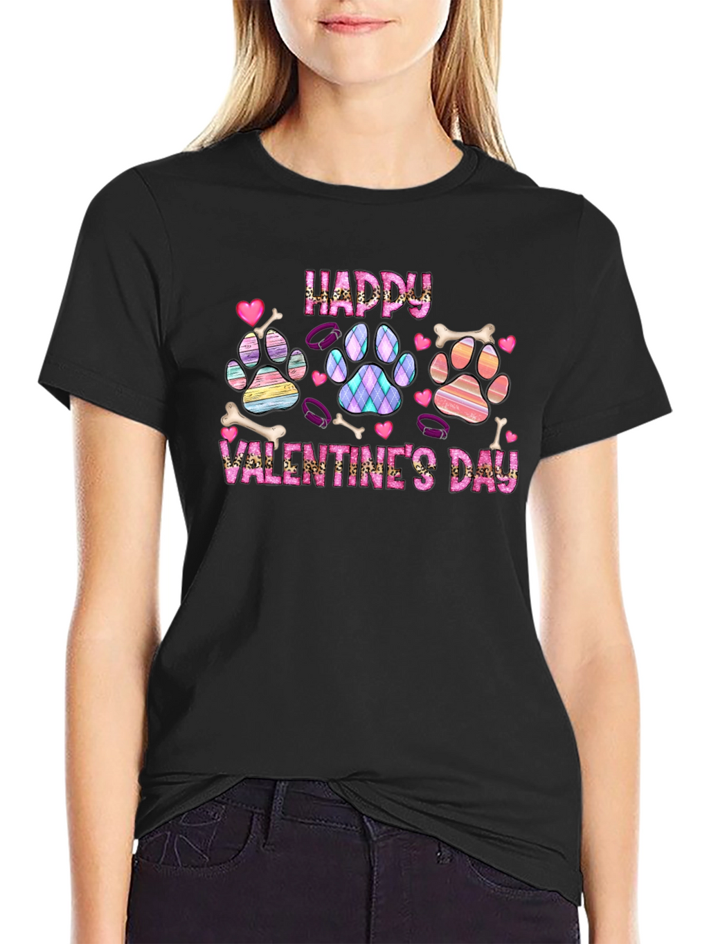 Happy Valentines Day Dog Paw Print T-Shirt
