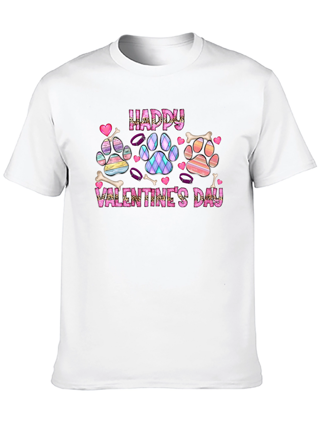 Happy Valentines Day Dog Paw Print T-Shirt