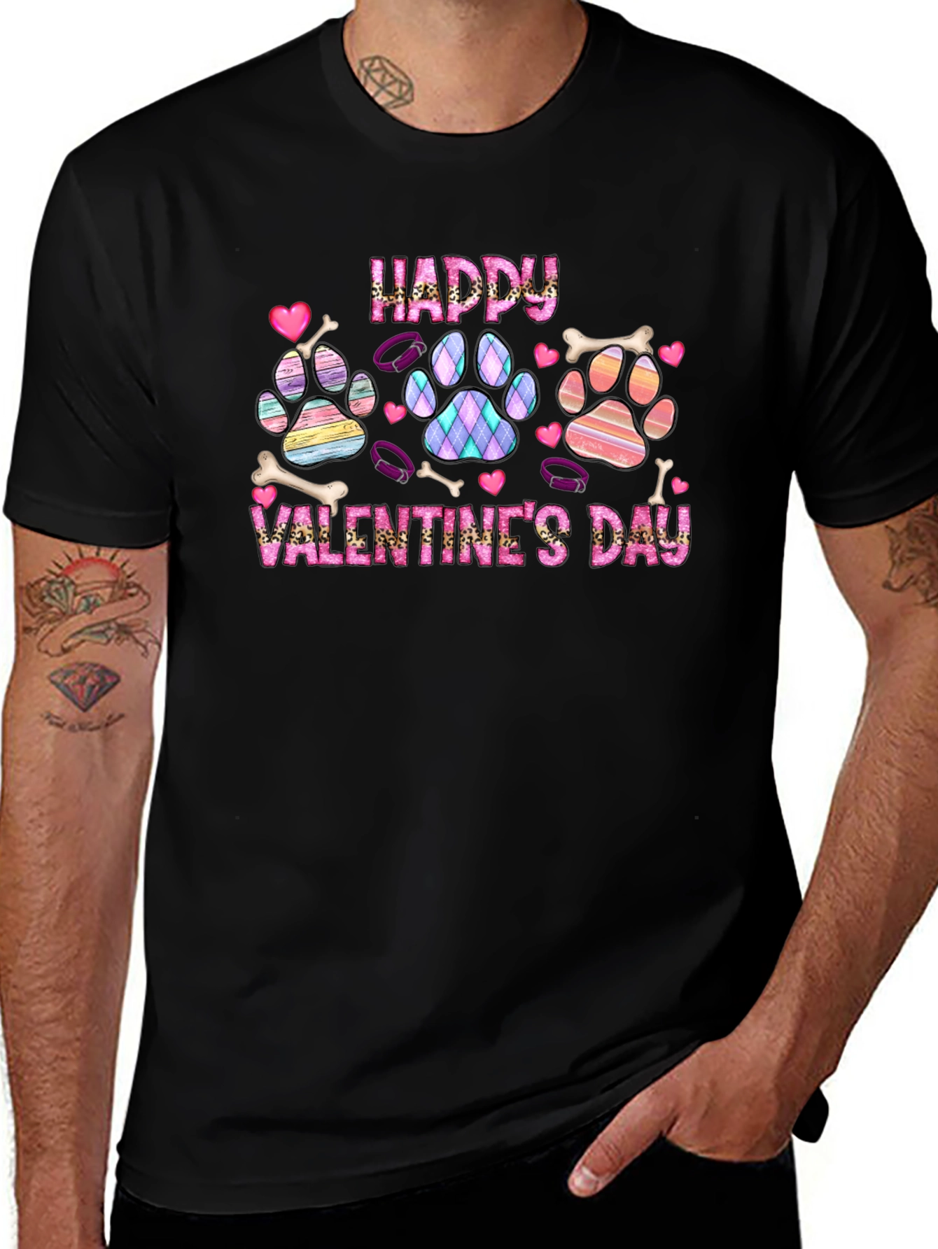 Happy Valentines Day Dog Paw Print T-Shirt