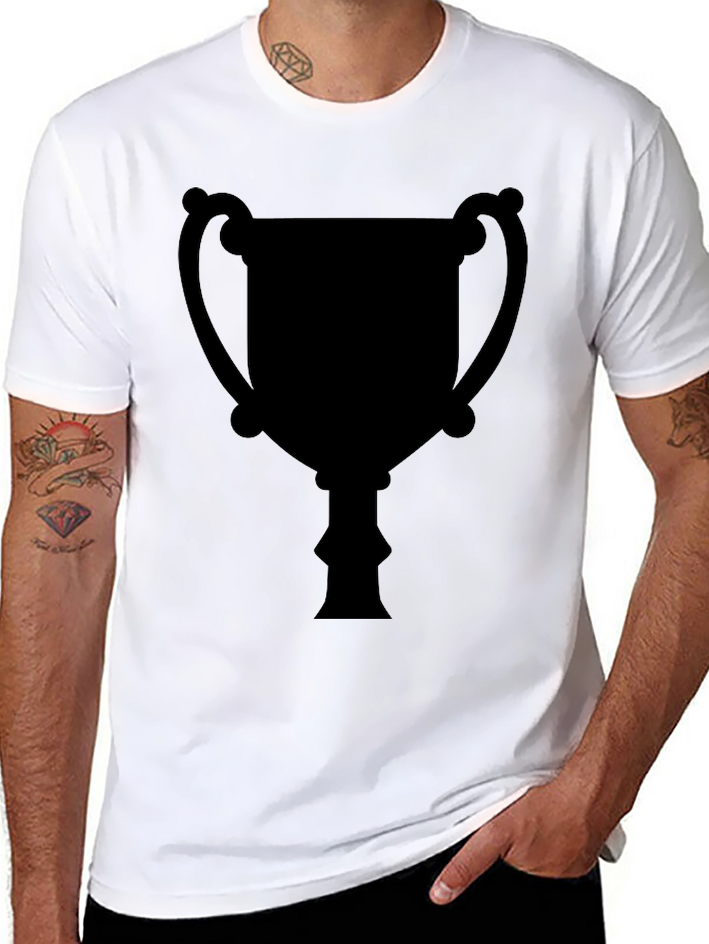 Mens Black Trophy Graphic Tee - Casual Style