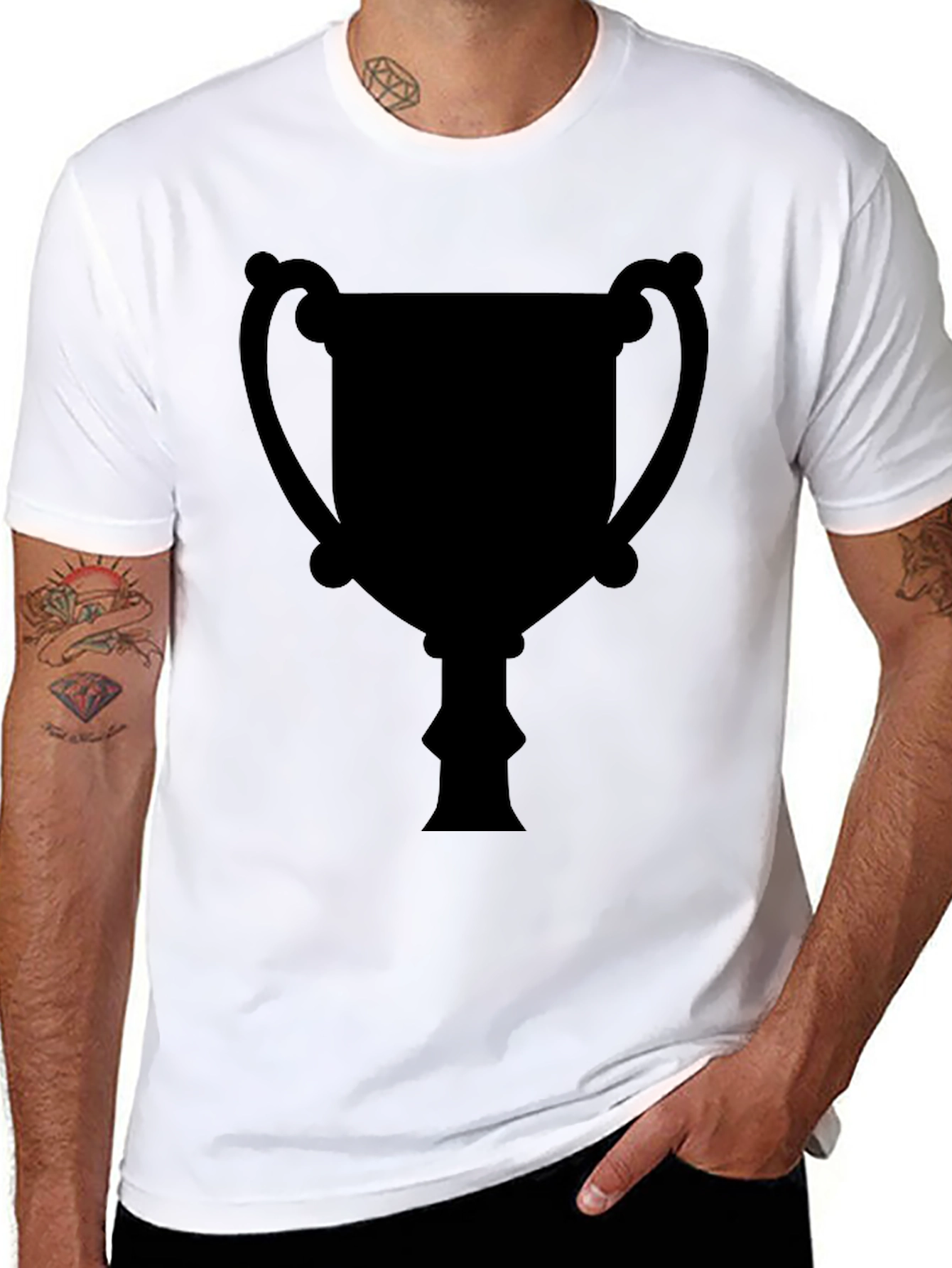Mens Black Trophy Graphic Tee - Casual Style